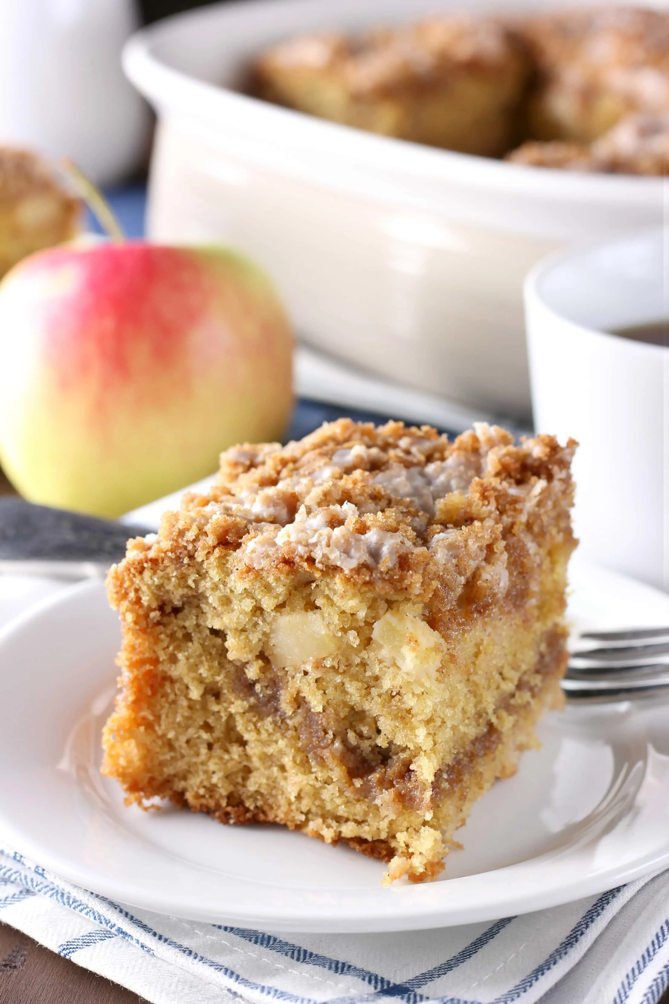 Whole Wheat Cinnamon Swirl Apple Coffee Cake Recipe from A Kitchen Addiction