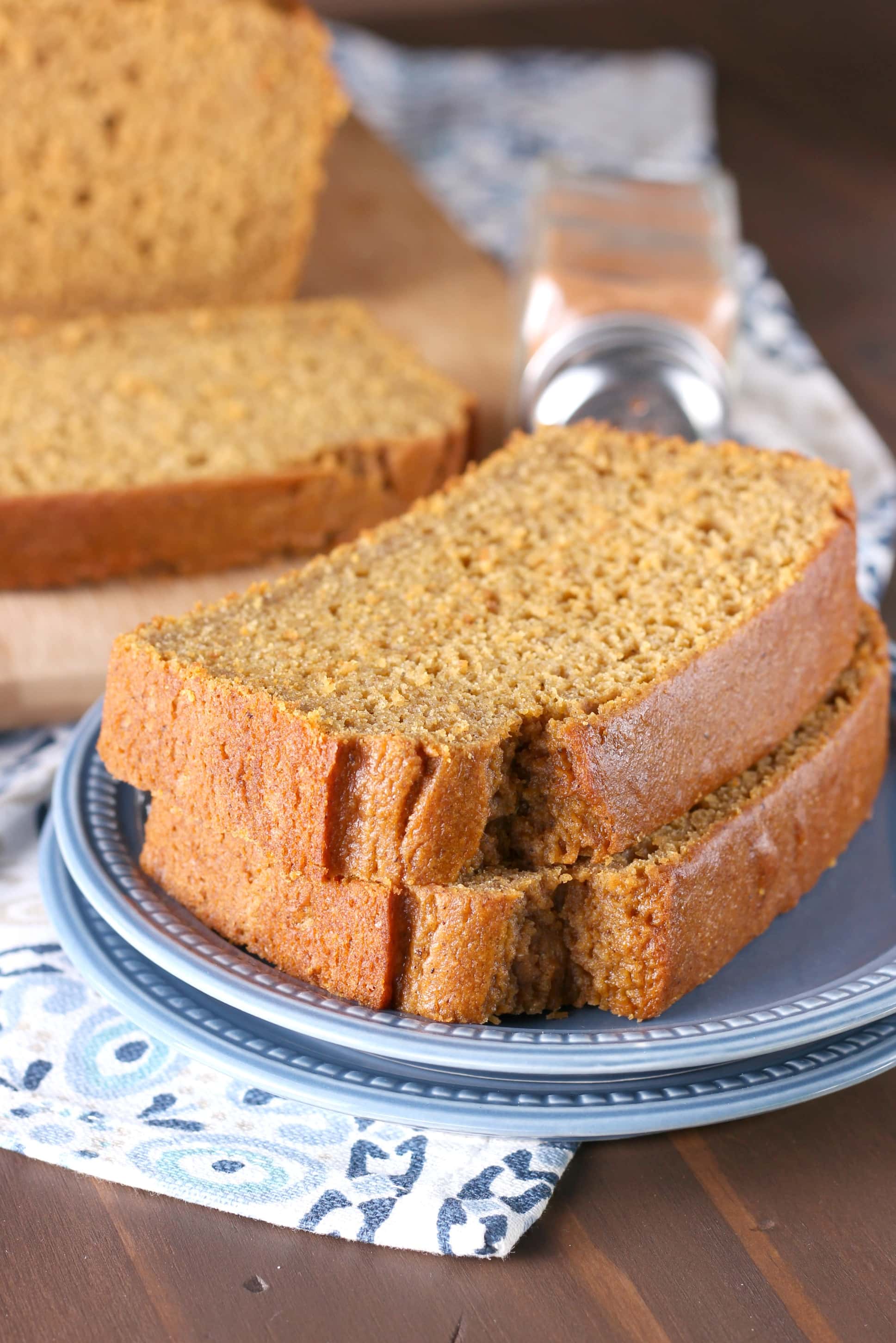 Classic Pumpkin Bread made with no oil. Recipe from A Kitchen Addiction
