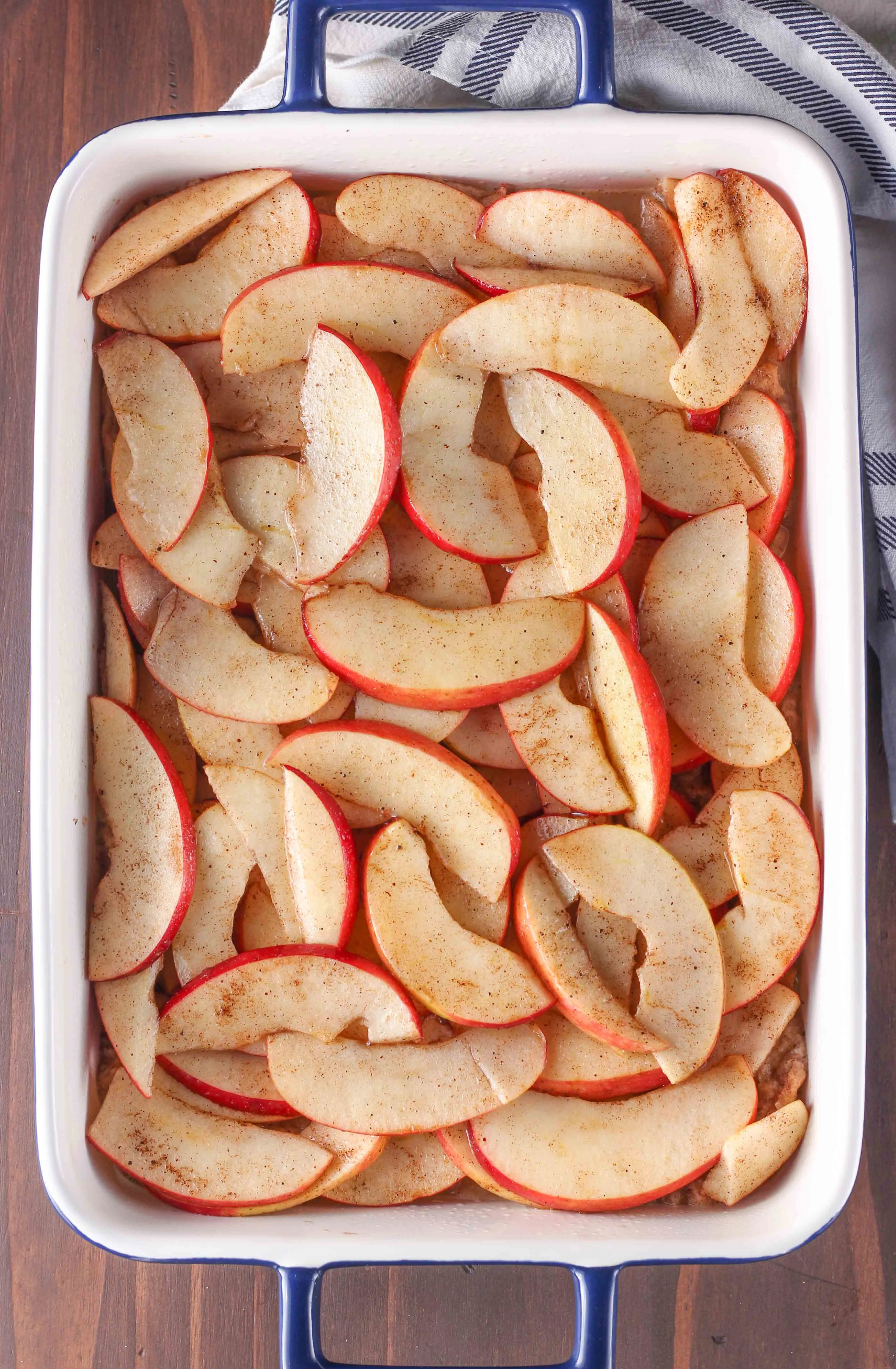 Spiced Apple Pie French Toast Bake in Progress