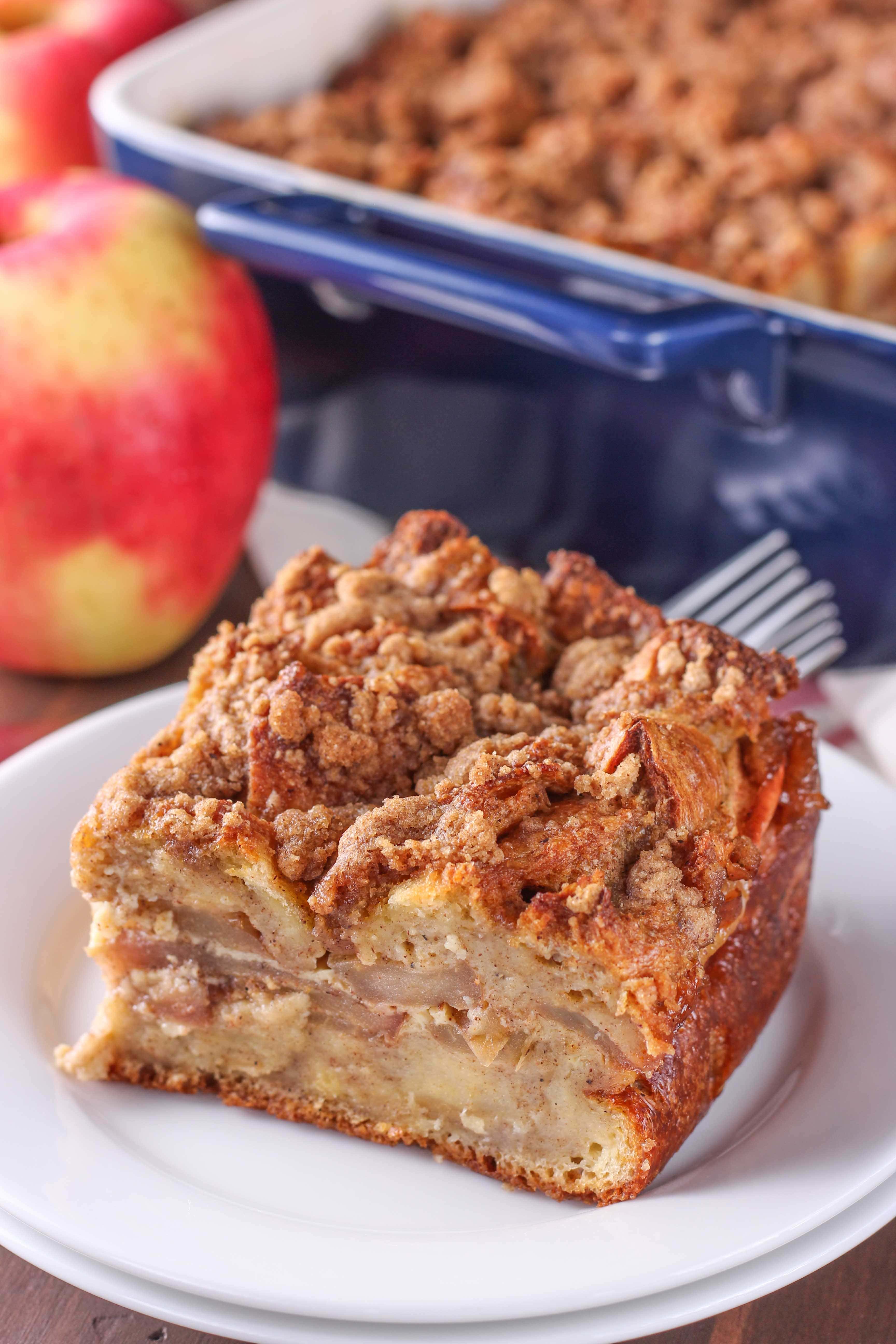 Spiced Apple Pie French Toast Bake Recipe from A Kitchen Addiction