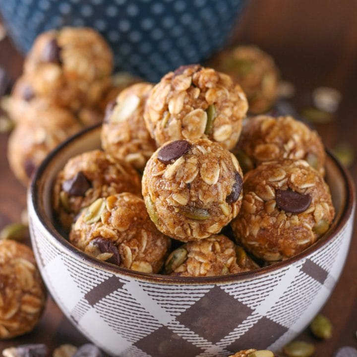 Dark Chocolate Pumpkin Spice Granola Bites Recipe from A Kitchen Addiction