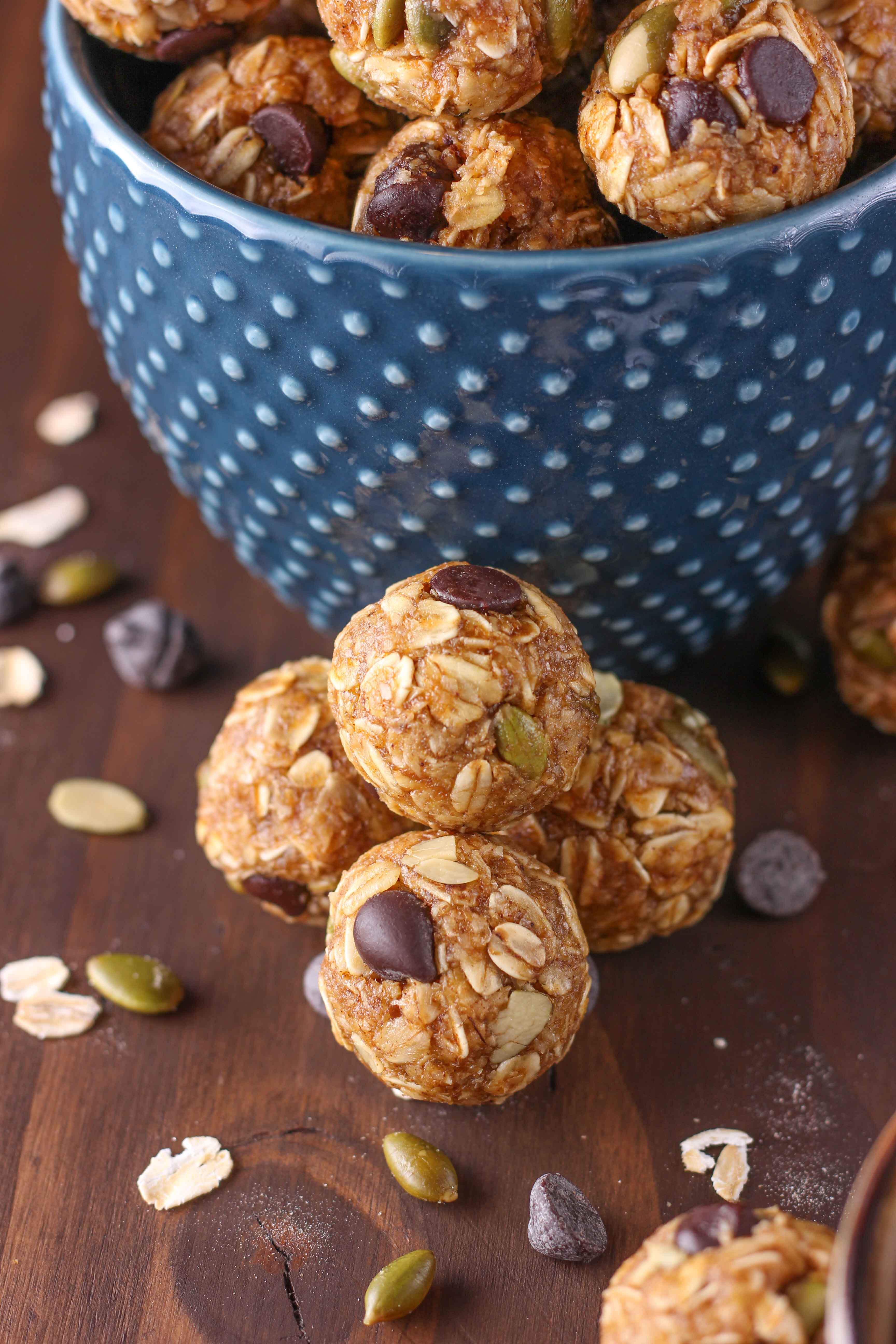 Dark Chocolate Pumpkin Spice Granola Bites Recipe from A Kitchen Addiction