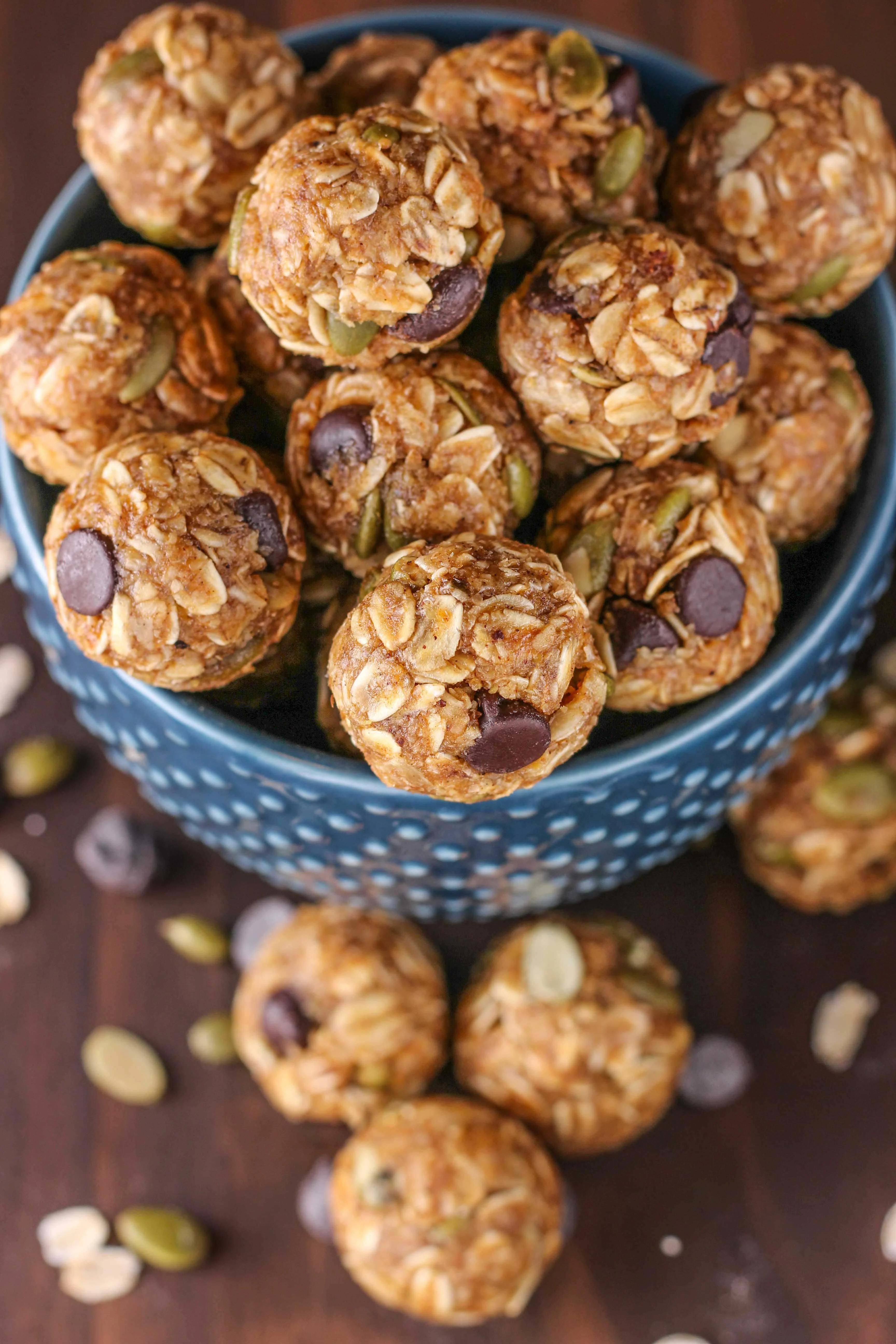 No Bake Dark Chocolate Pumpkin Spice Energy Bites from A Kitchen Addiction