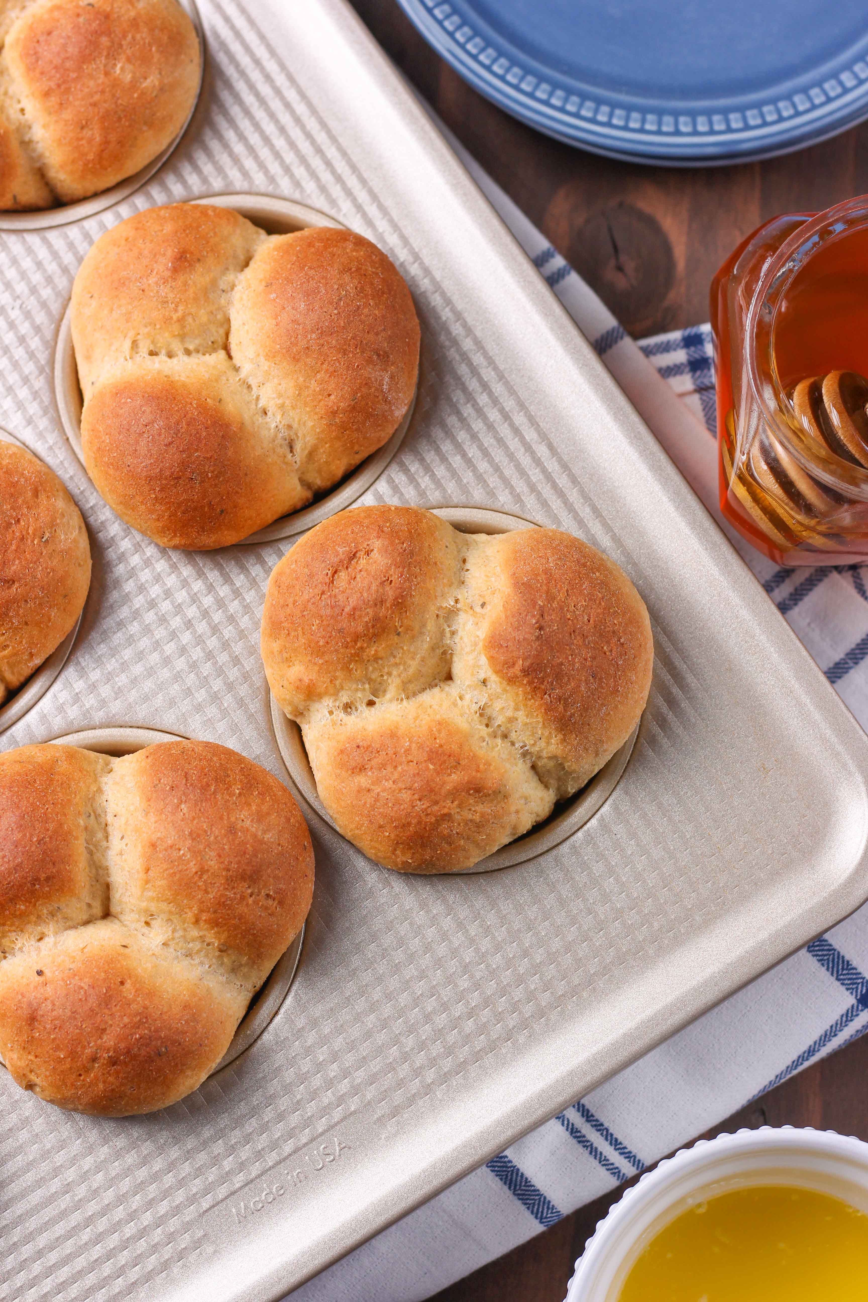 45 Minute Herbed Wheat Cloverleaf Rolls Recipe from A Kitchen Addiction