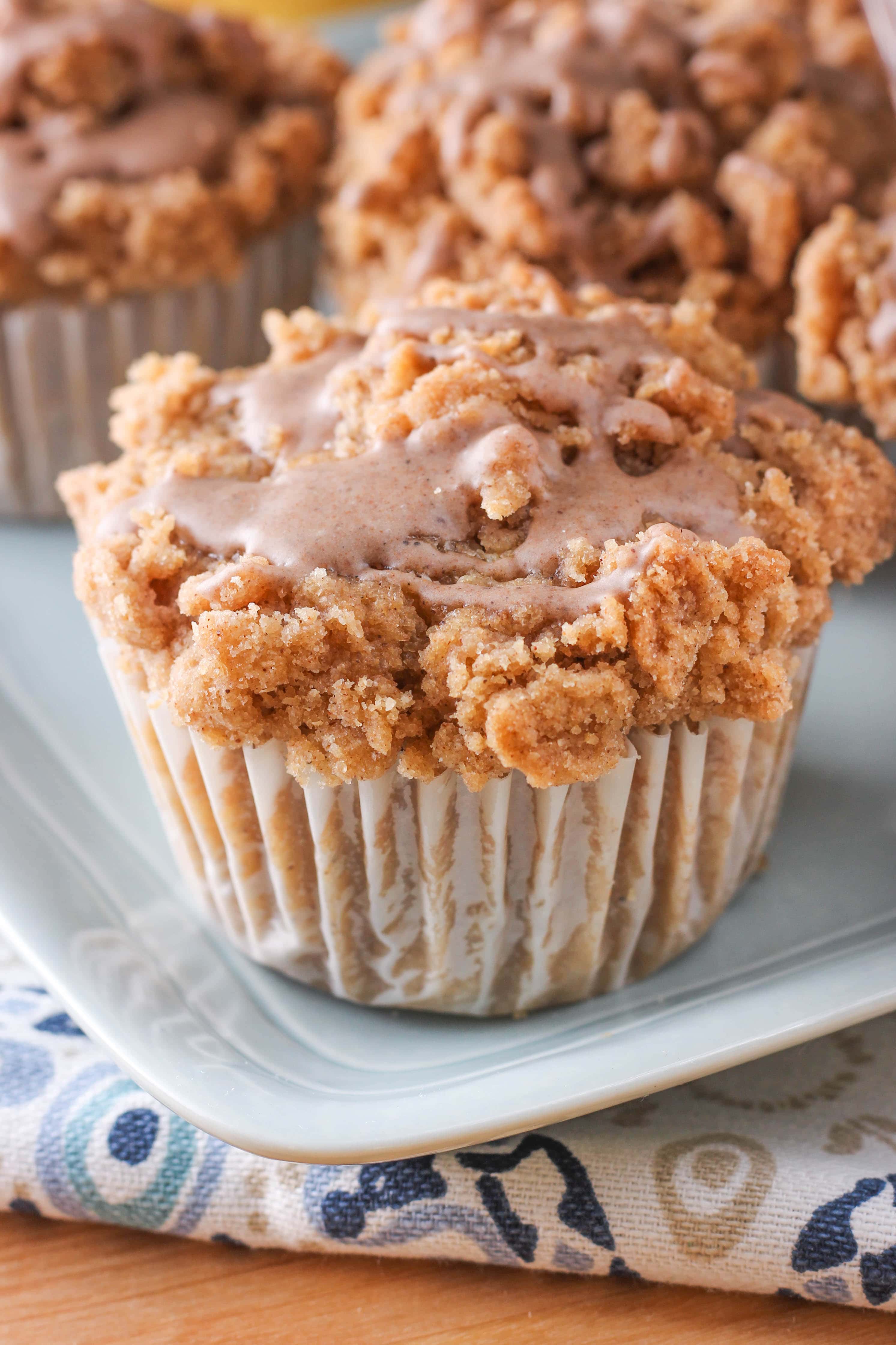 Chai Pear Muffins with Spice Glaze Recipe from A Kitchen Addiction