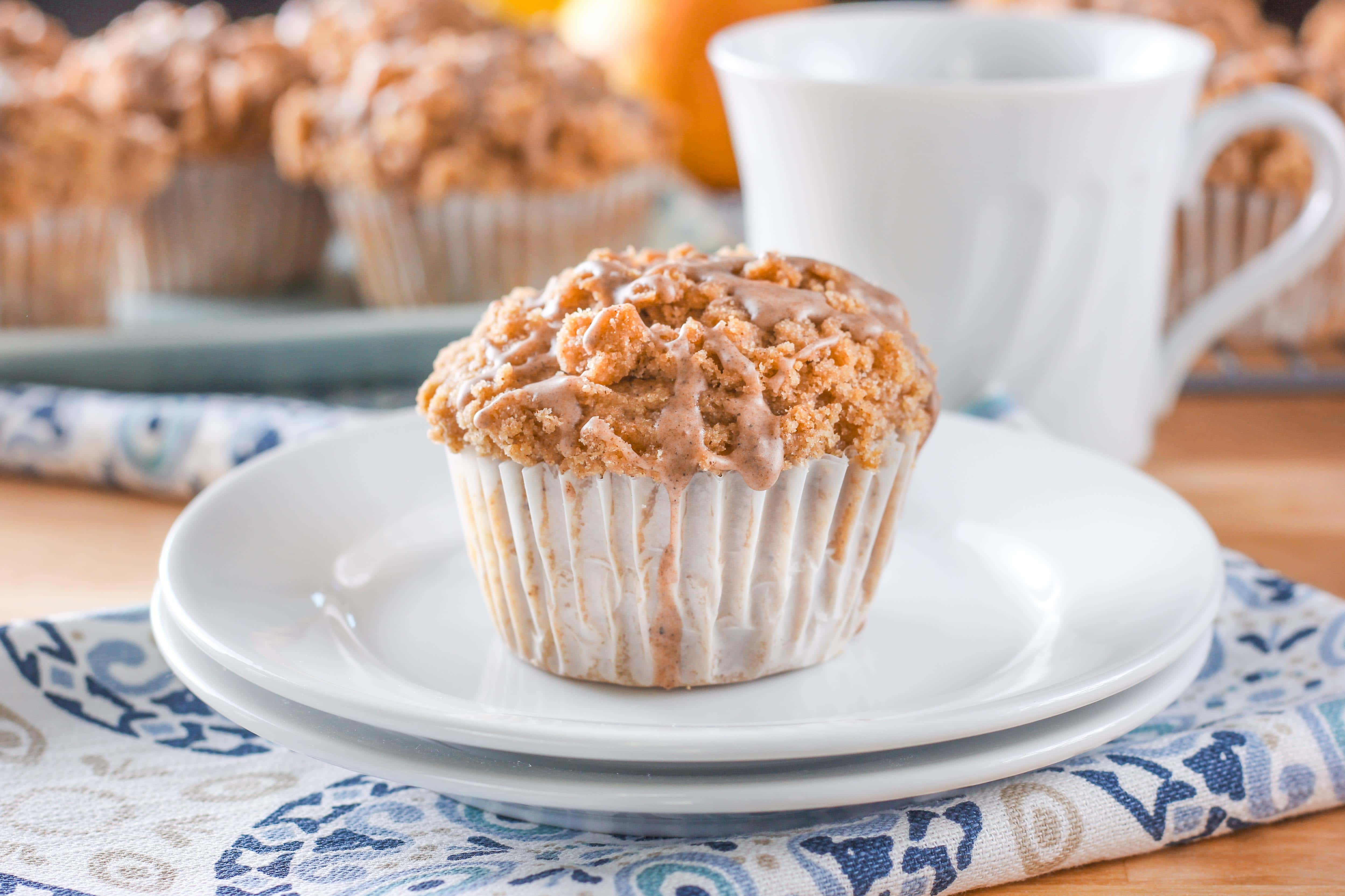 Chai Pear Muffins with Spice Glaze Recipe from A Kitchen Addiction