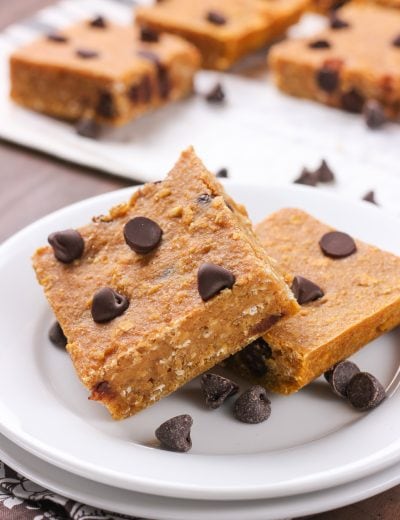 Chocolate Chip Pumpkin Snack Bars Recipe from A Kitchen Addiction