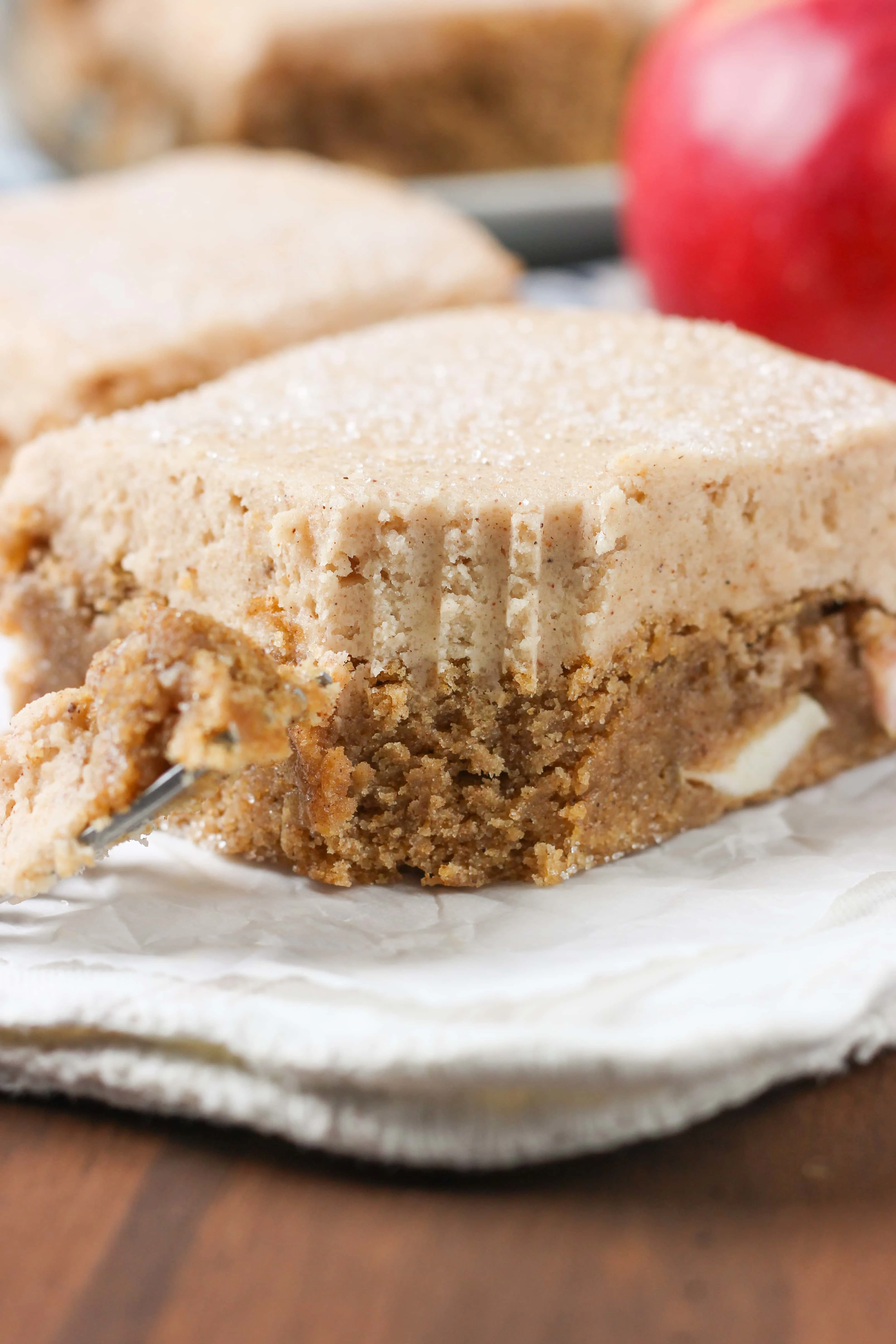 Cinnamon Apple Bars with Spiced Brown Sugar Buttercream Recipe from A Kitchen Addiction