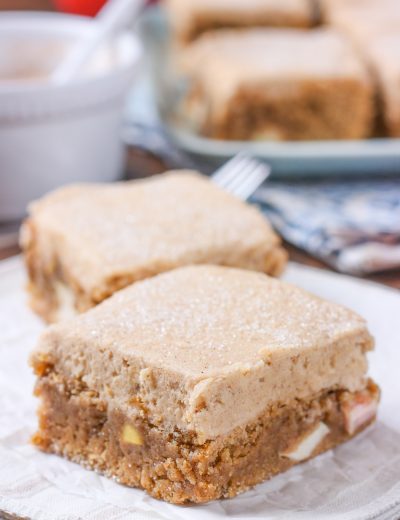 Cinnamon Apple Bars with Spiced Brown Sugar Buttercream Recipe from A Kitchen Addiction