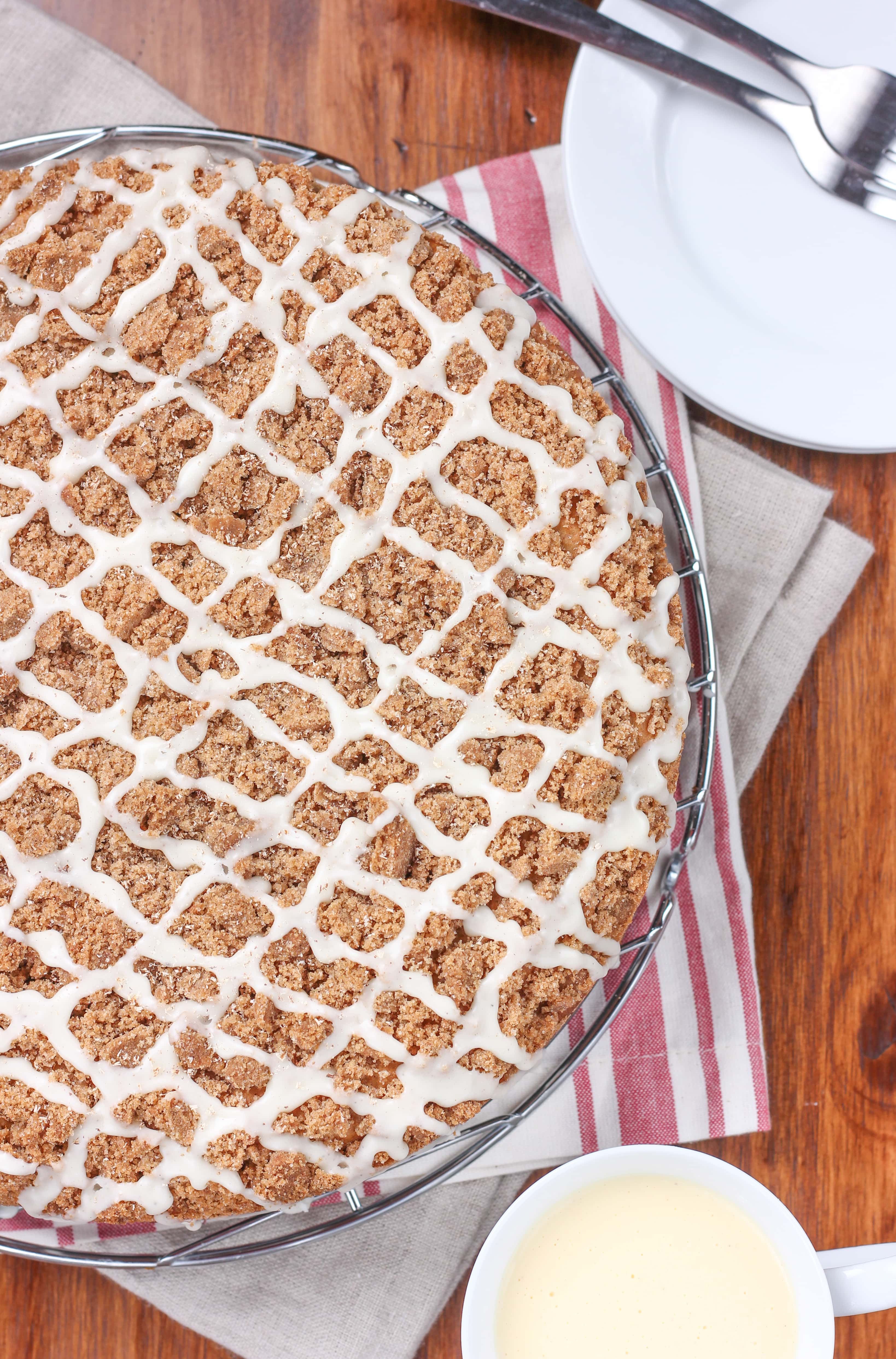 Eggnog Glazed Gingerbread Coffee Cake Recipe from A Kitchen Addiction