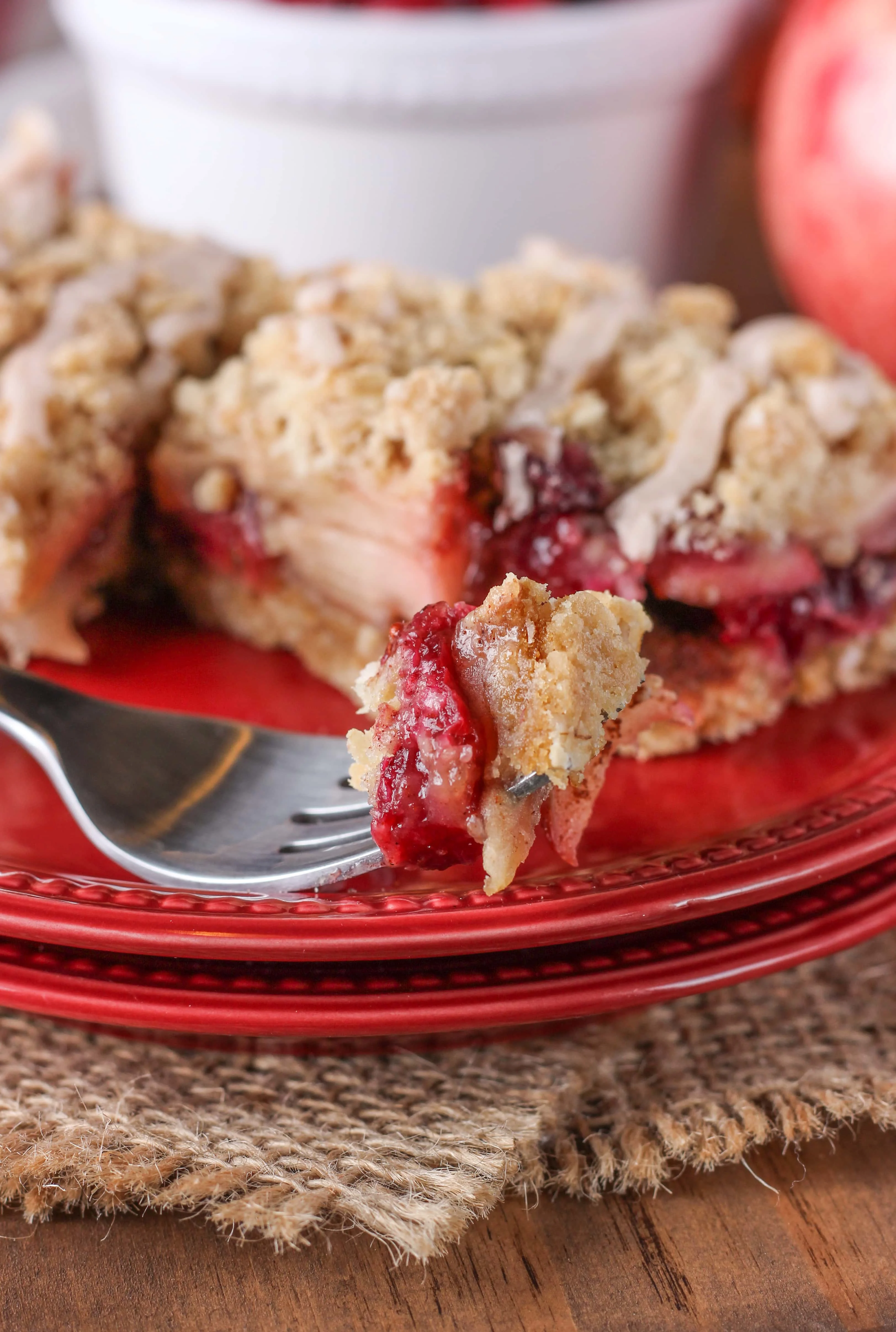 Honey Cranberry Apple Crumb Bars Recipe from A Kitchen Addiction