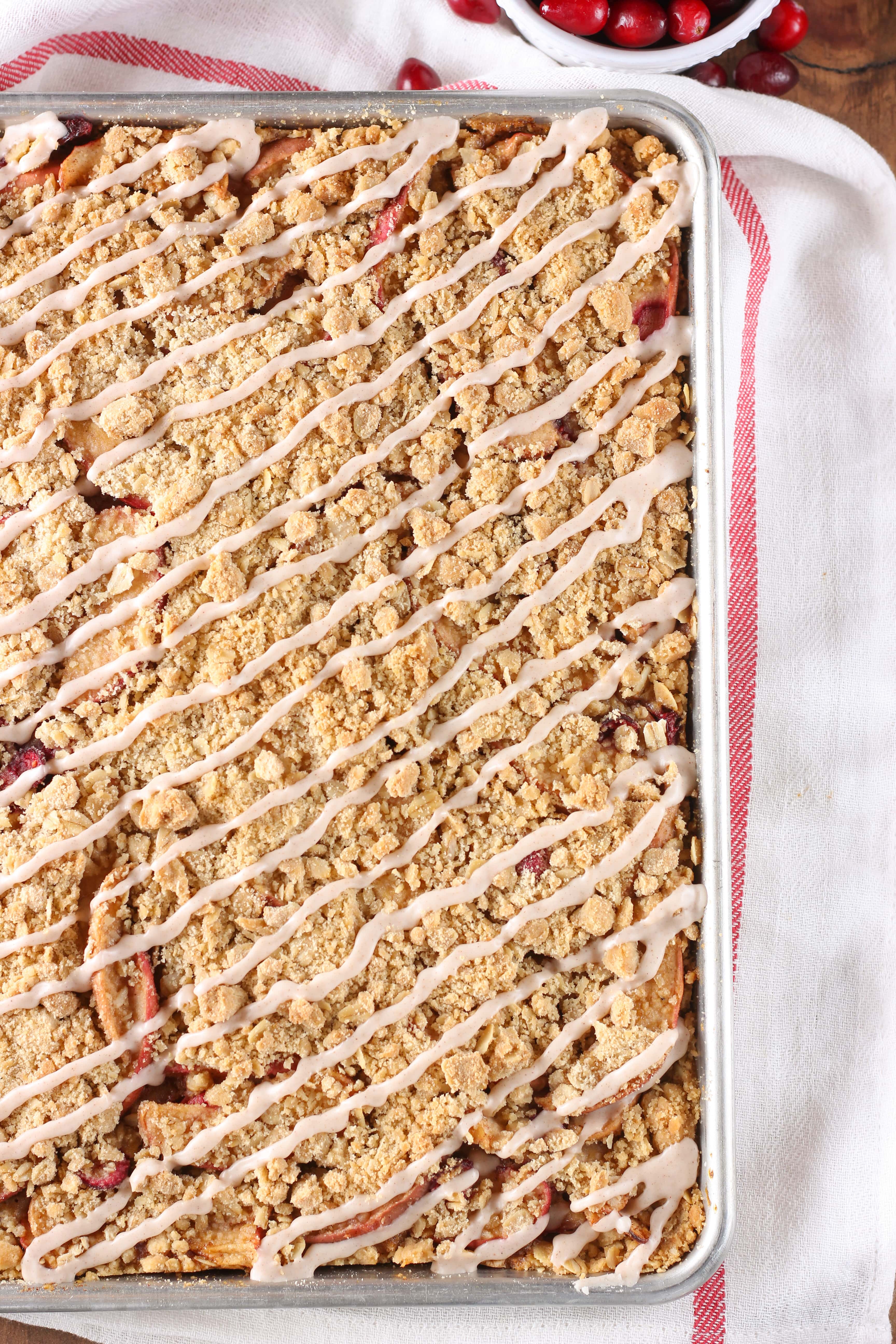 Honey Cranberry Apple Crumb Bars Recipe from A Kitchen Addiction