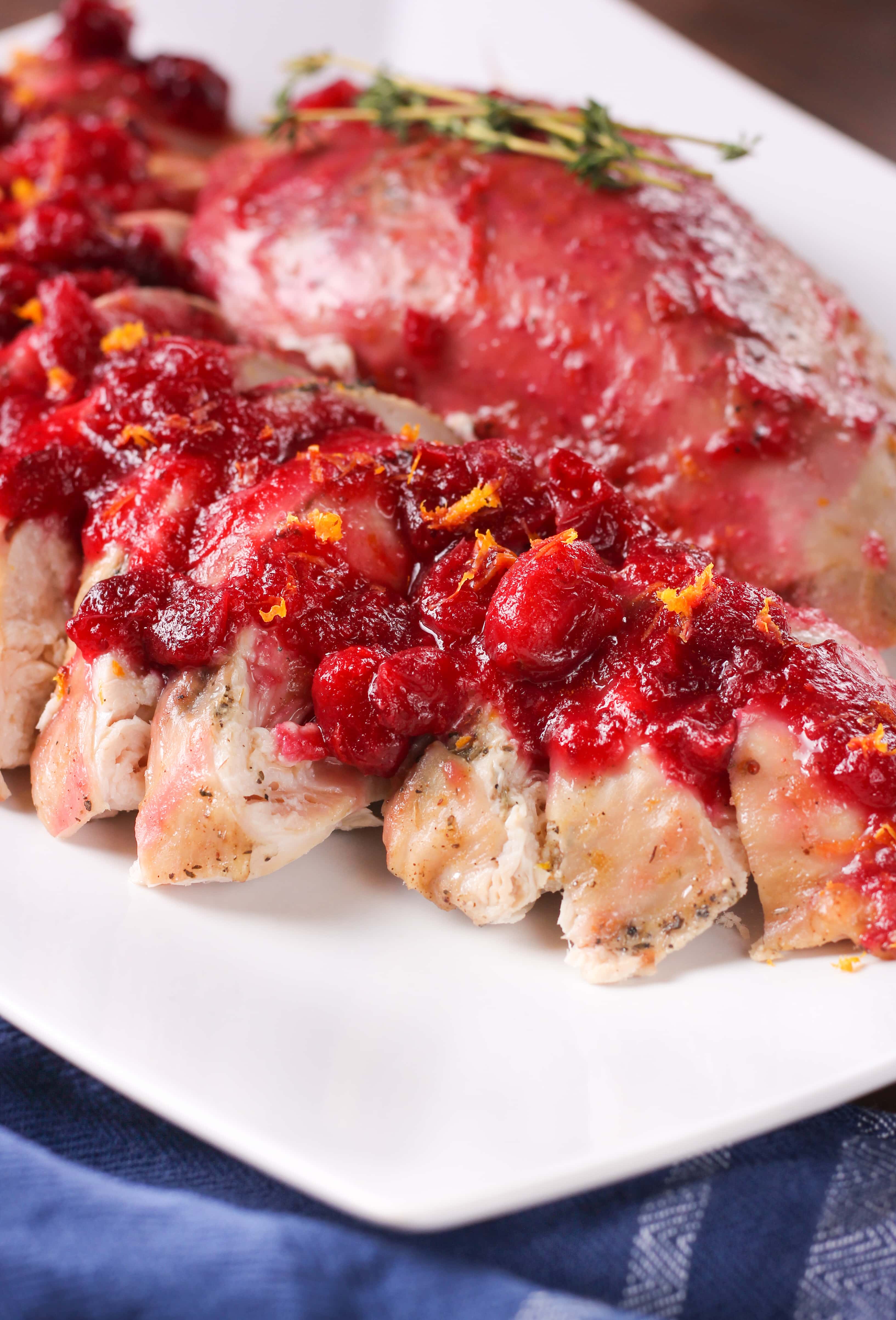 Slow Cooker Cranberry Orange Turkey Breast Recipe from A Kitchen Addiction