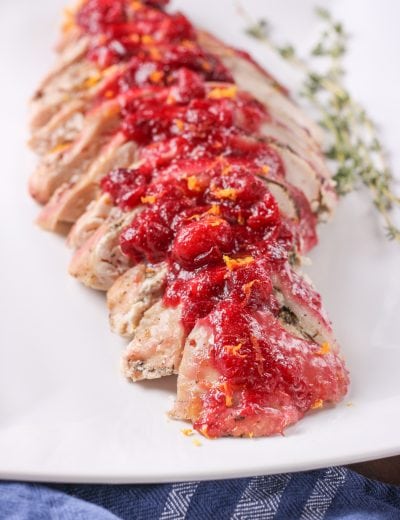 Juicy Slow Cooker Cranberry Orange Turkey Breast Recipe from A Kitchen Addiction