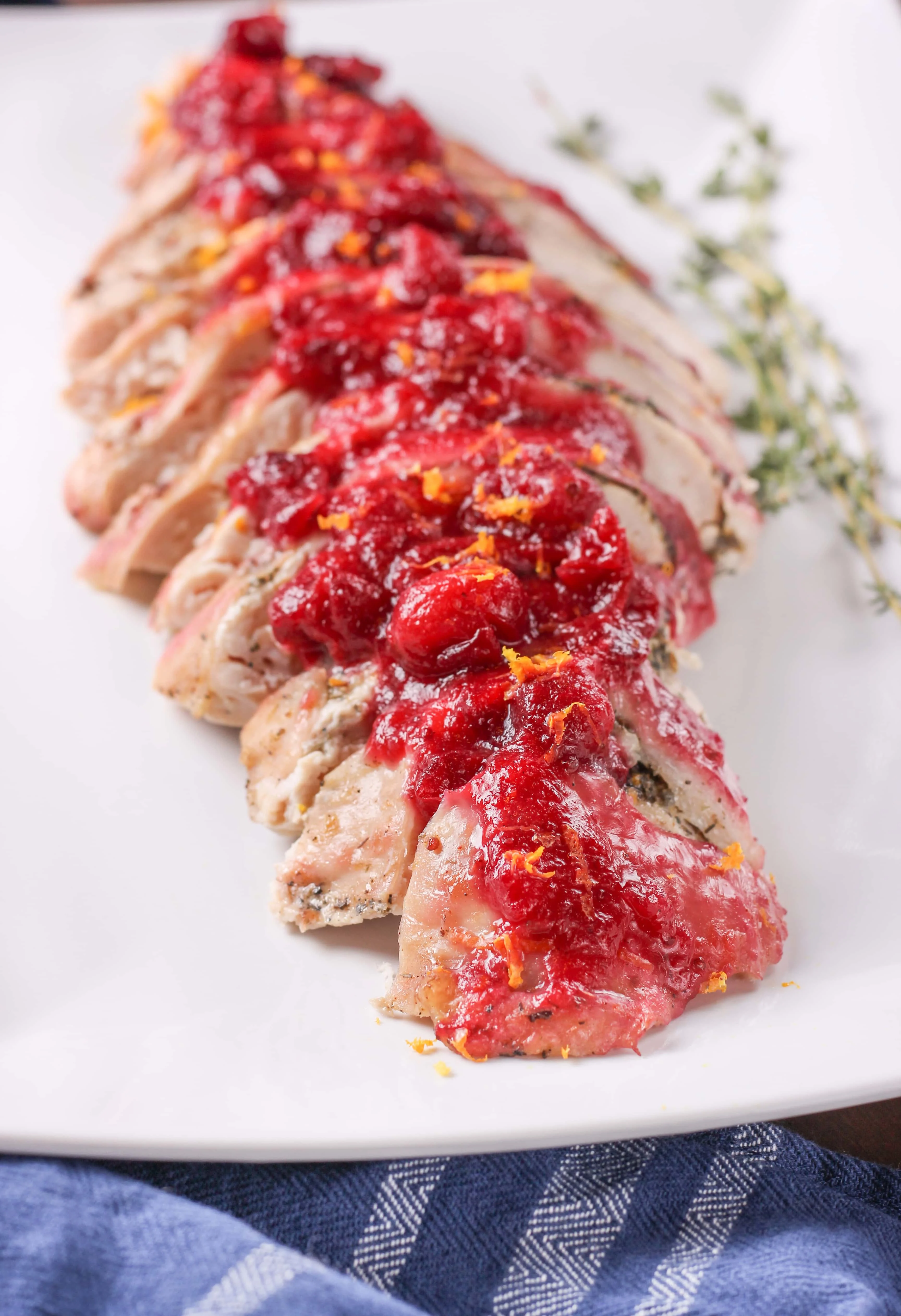 Juicy Slow Cooker Cranberry Orange Turkey Breast Recipe from A Kitchen Addiction