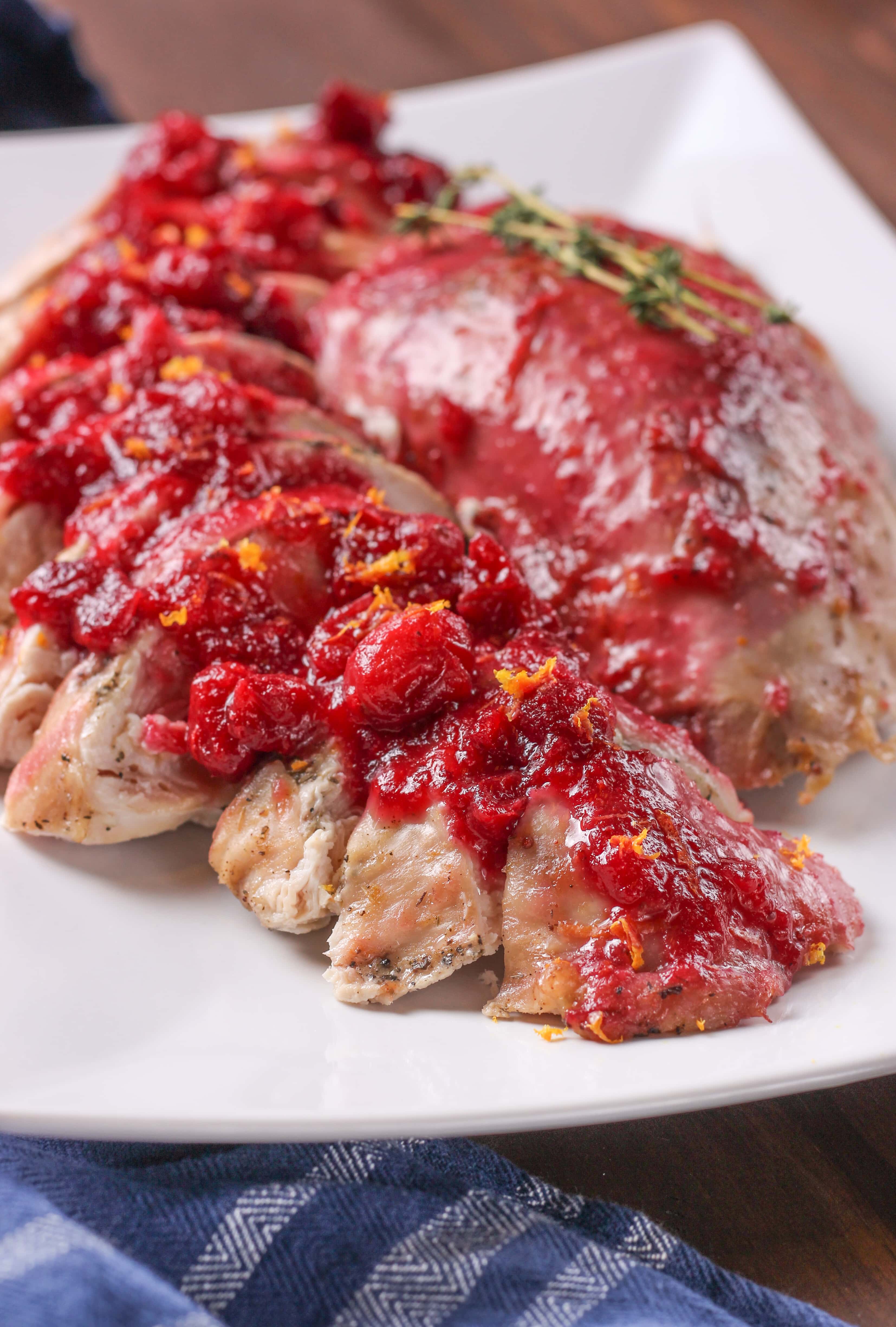 Easy Slow Cooker Cranberry Orange Turkey Breast Recipe from A Kitchen Addiction