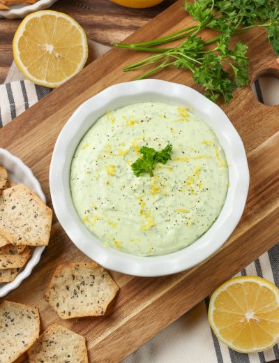 Creamy Lemon Herb Feta Dip Recipe from A Kitchen Addiction