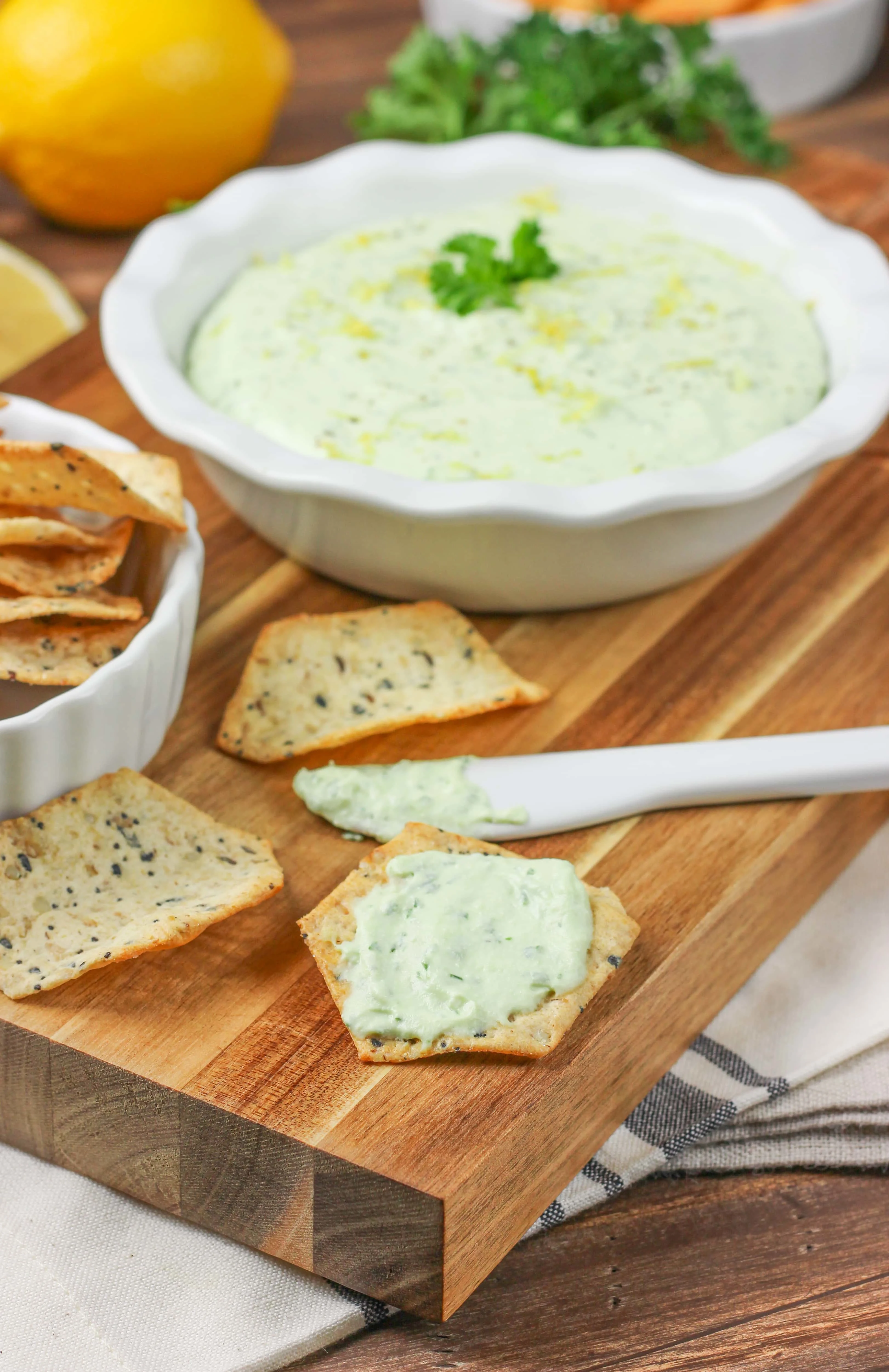 Creamy Lemon Herb Feta Dip Recipe from A Kitchen Addiction