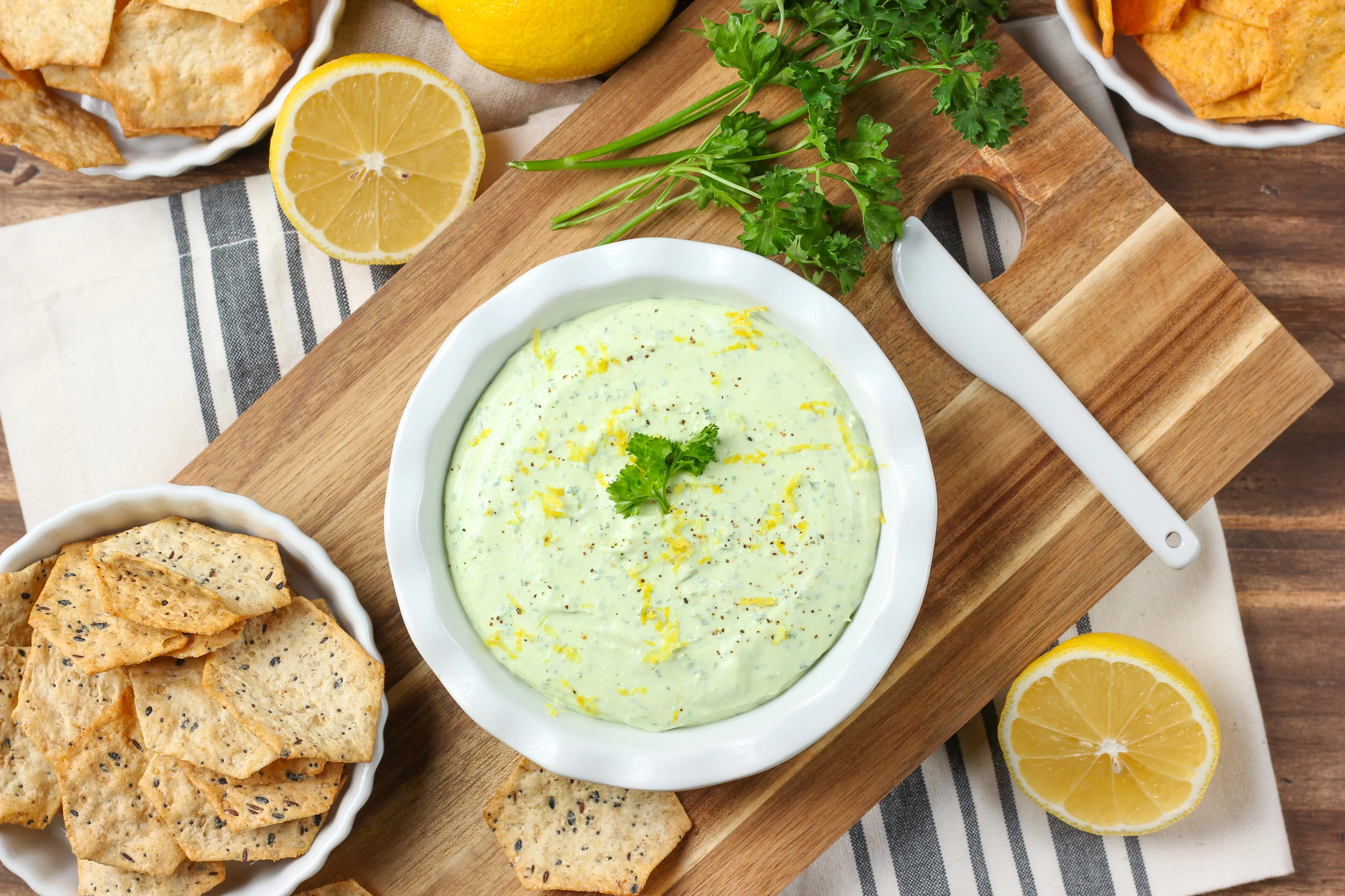Easy Creamy Lemon Herb Feta Dip Recipe from A Kitchen Addiction