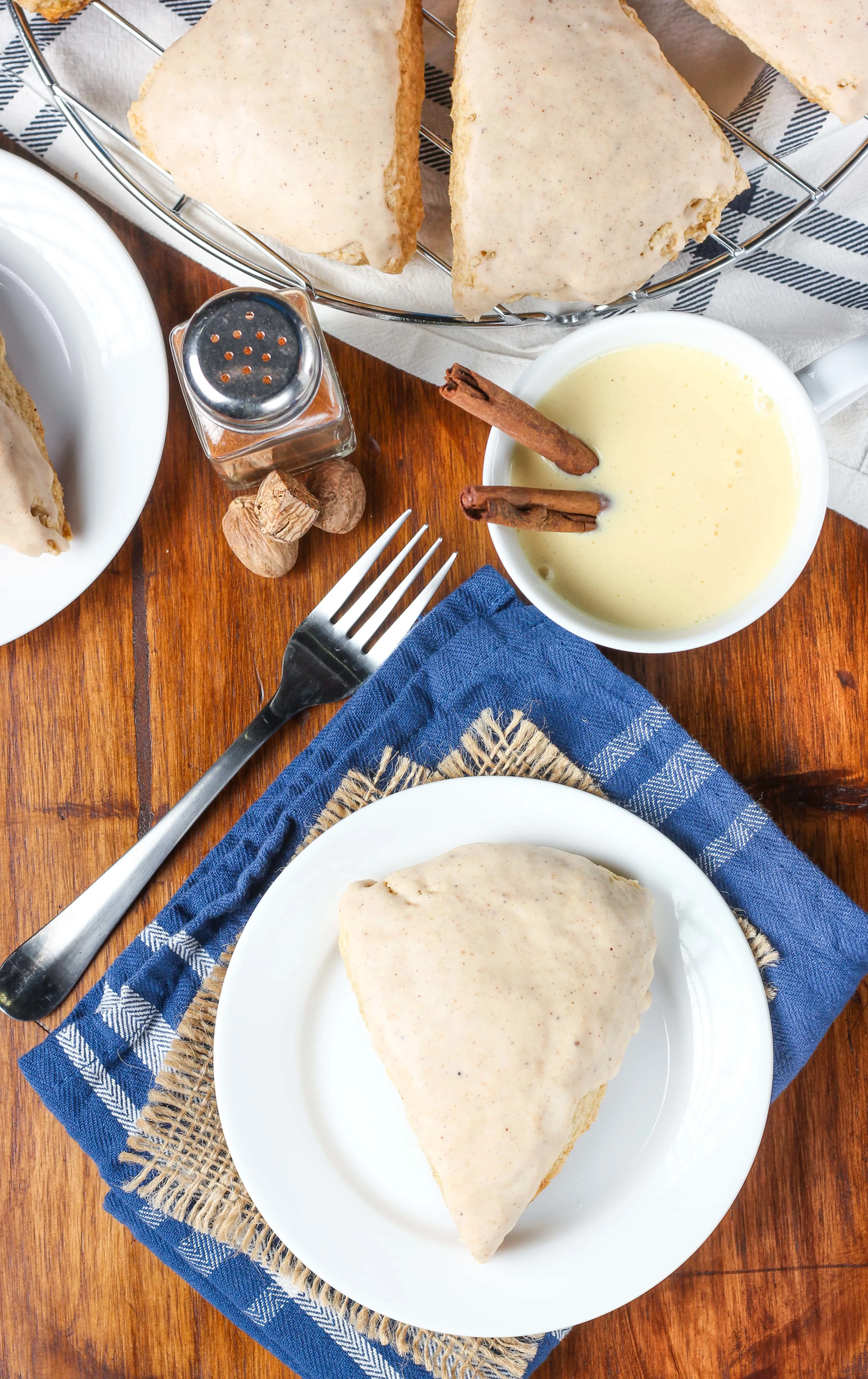 Glazed Cinnamon Eggnog Scones Recipe from A Kitchen Addiction