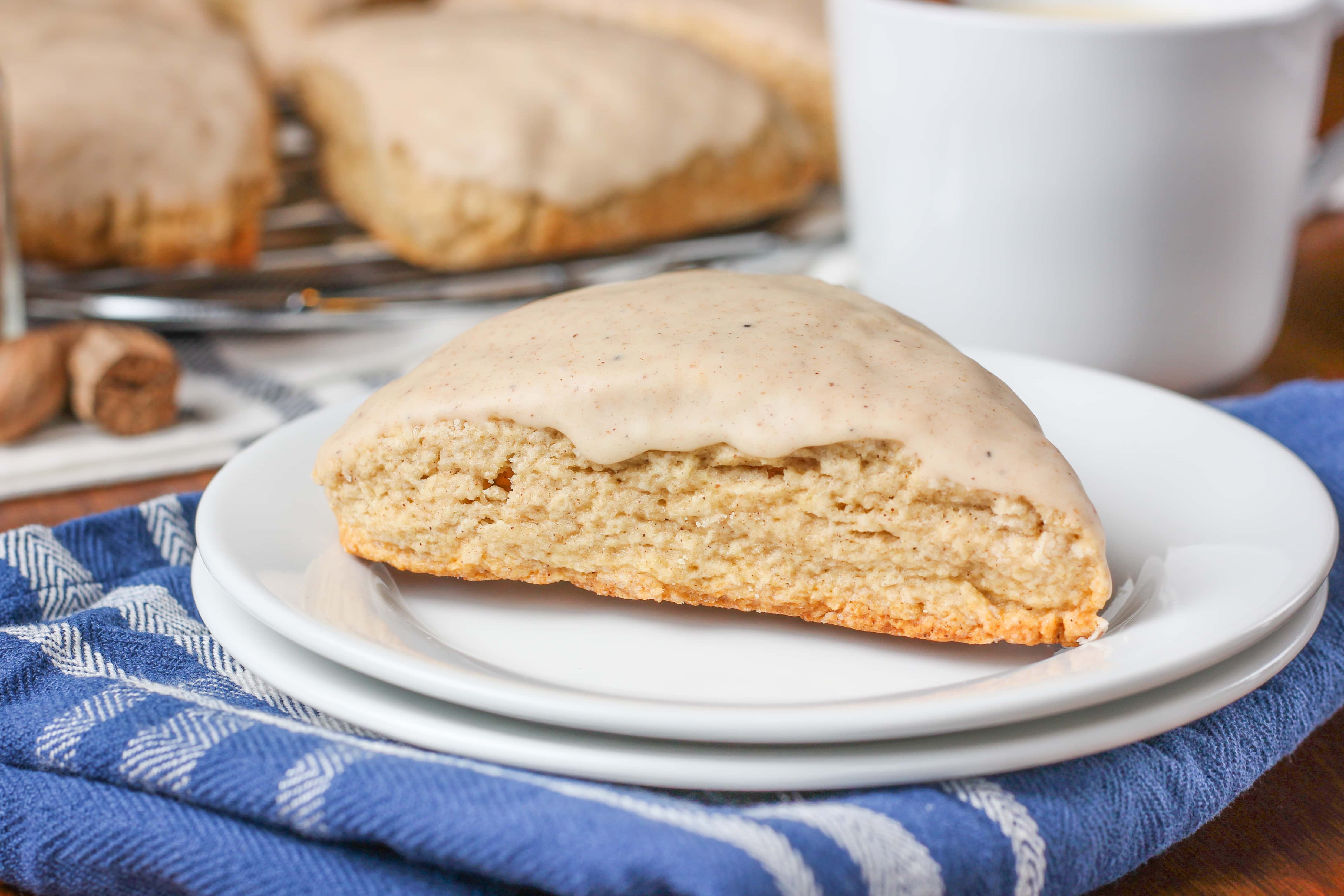 Glazed Cinnamon Eggnog Scones Recipe from A Kitchen Addiction