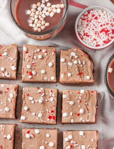 Peppermint Hot Chocolate Brownies with Hot Chocolate Buttercream Recipe from A Kitchen Addiction