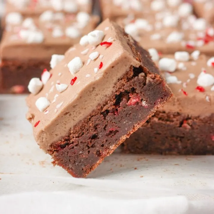 Peppermint Hot Chocolate Brownies with Hot Chocolate Buttercream Recipe from A Kitchen Addiction