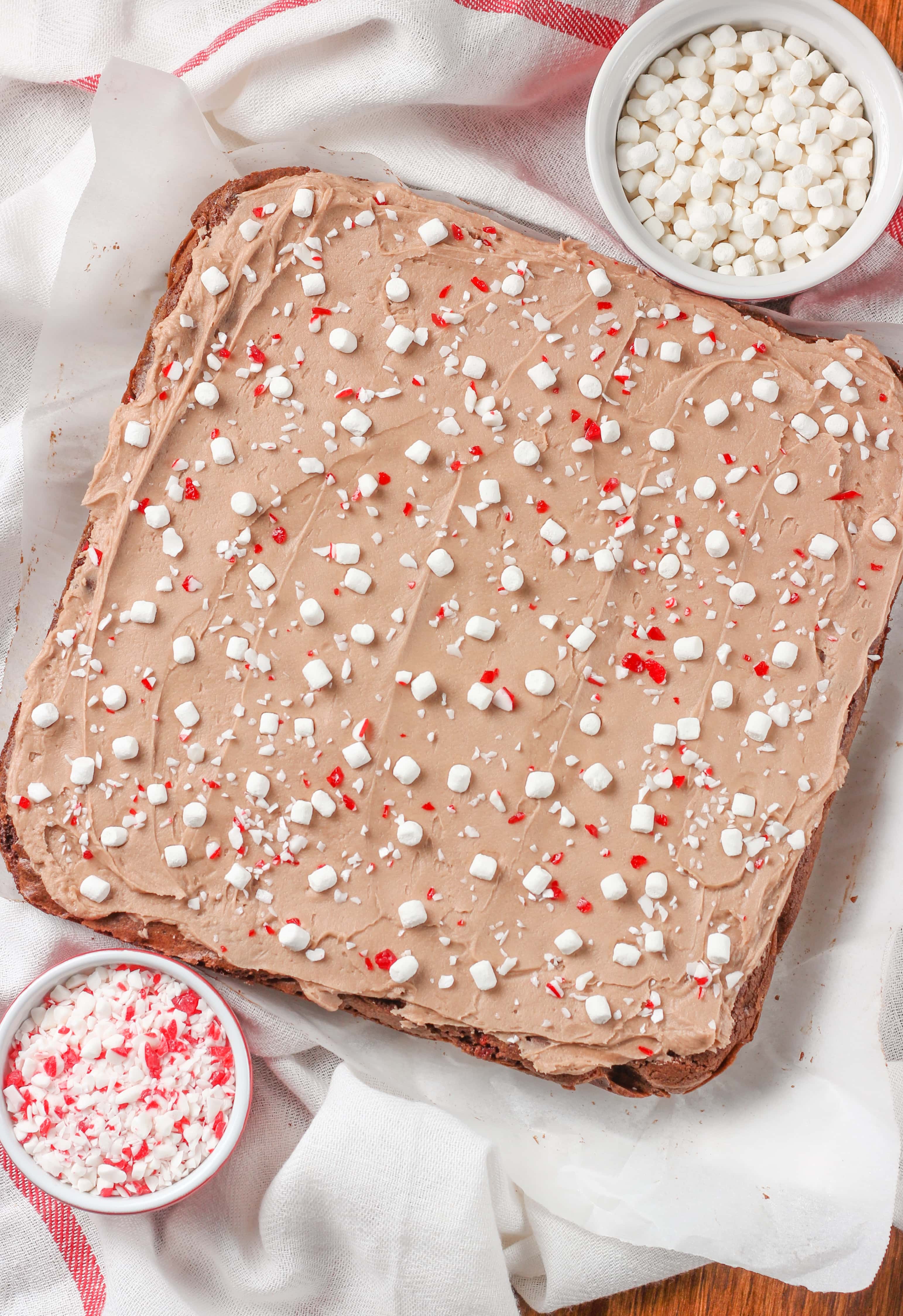 Peppermint Hot Chocolate Brownies Recipe from A Kitchen Addiction