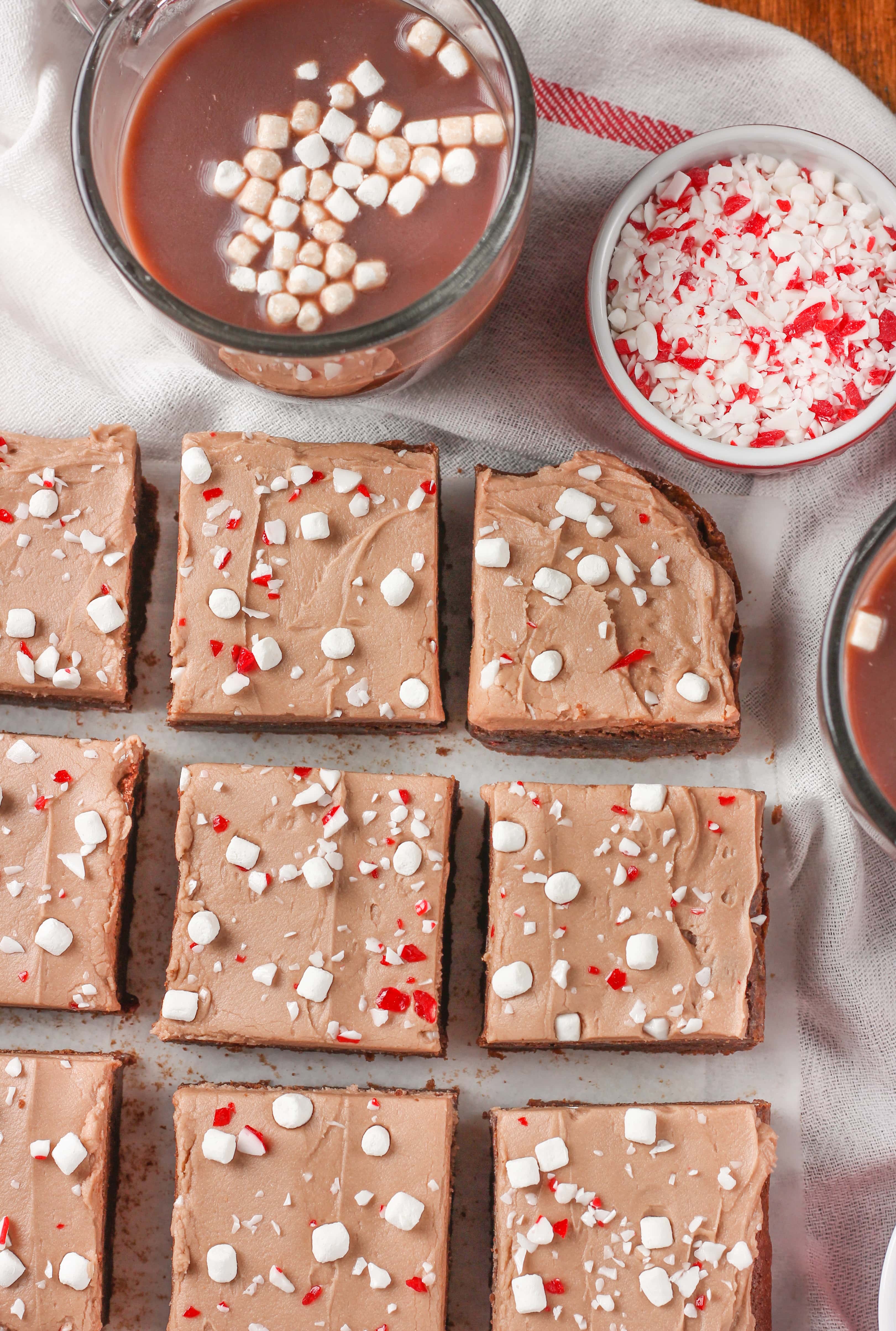 Peppermint Hot Chocolate Brownies