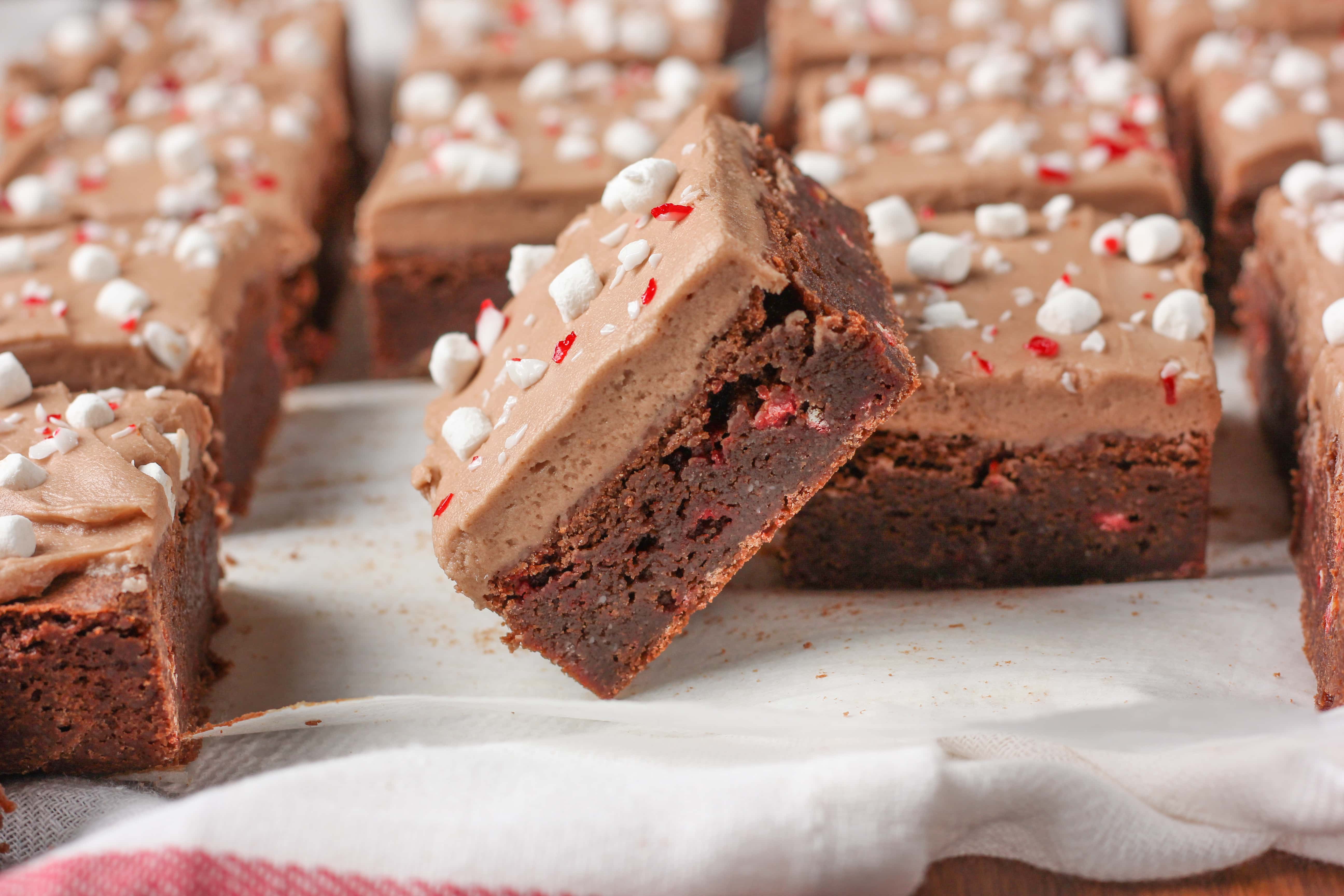 Easy Peppermint Hot Chocolate Brownies from A Kitchen Addiction