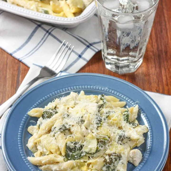 Spinach Artichoke Chicken Penne Recipe from A Kitchen Addiction