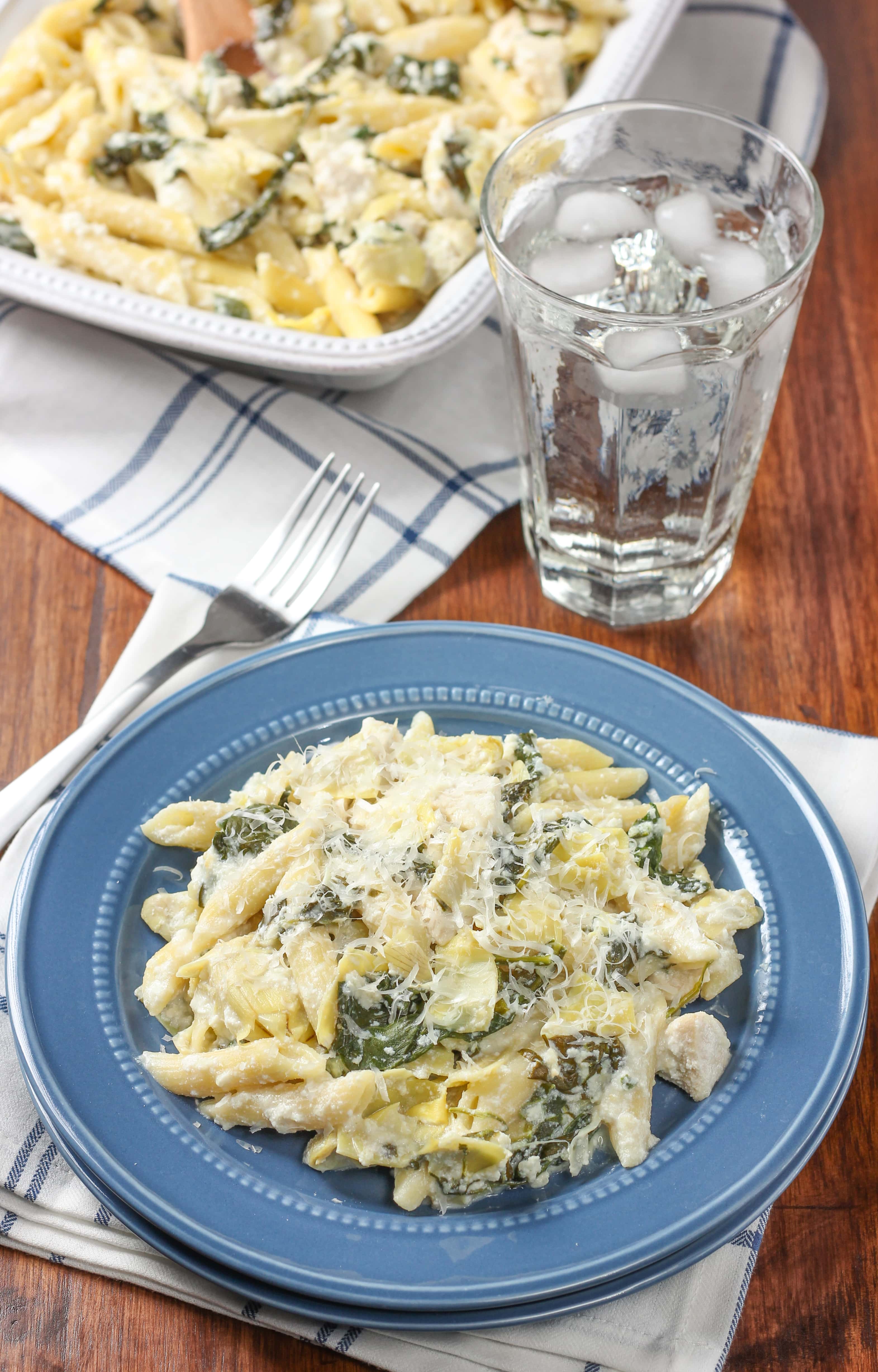 Spinach Artichoke Chicken Penne Recipe from A Kitchen Addiction