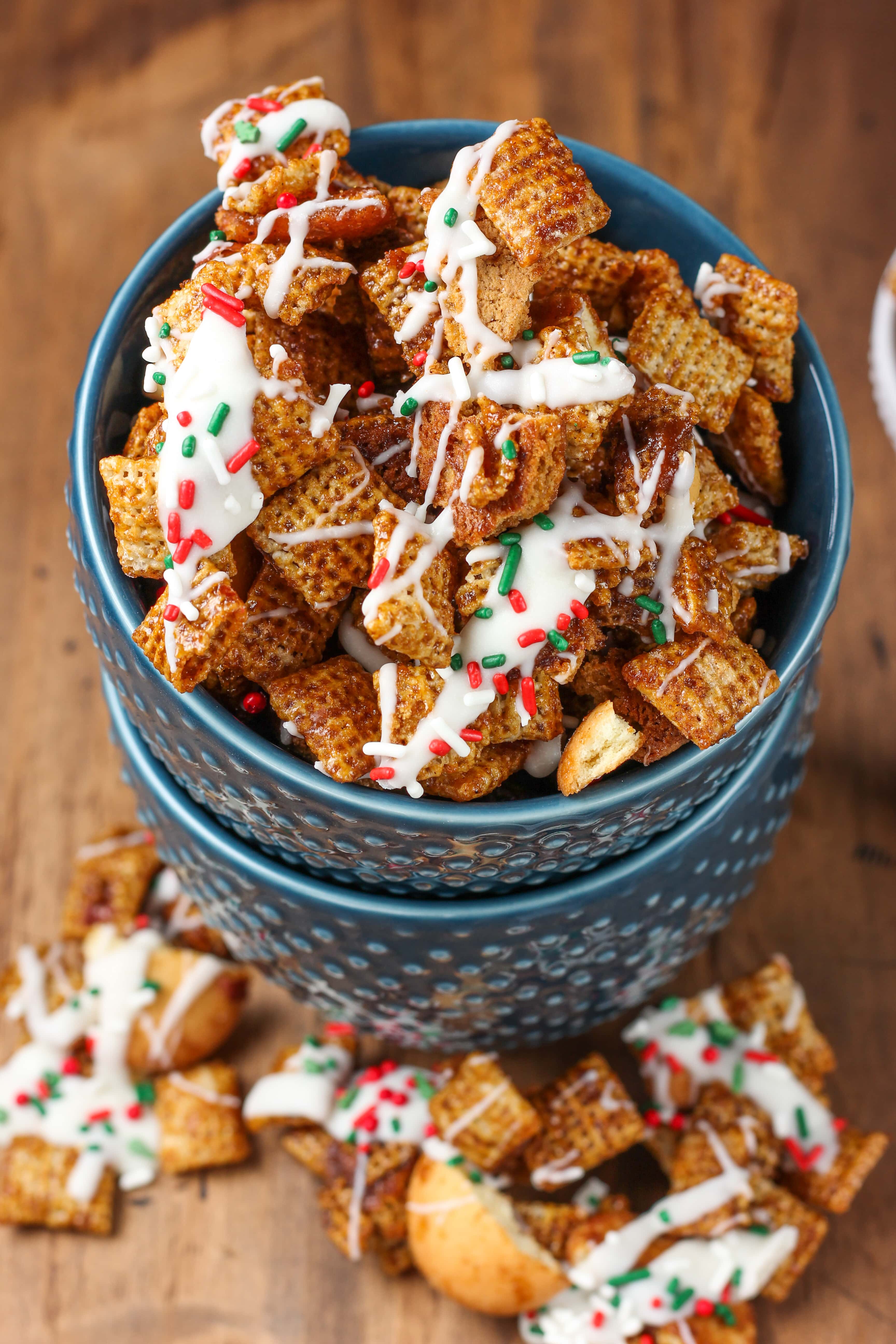 Quick and Easy White Chocolate Gingerbread Chex Mix Recipe from A Kitchen Addiction