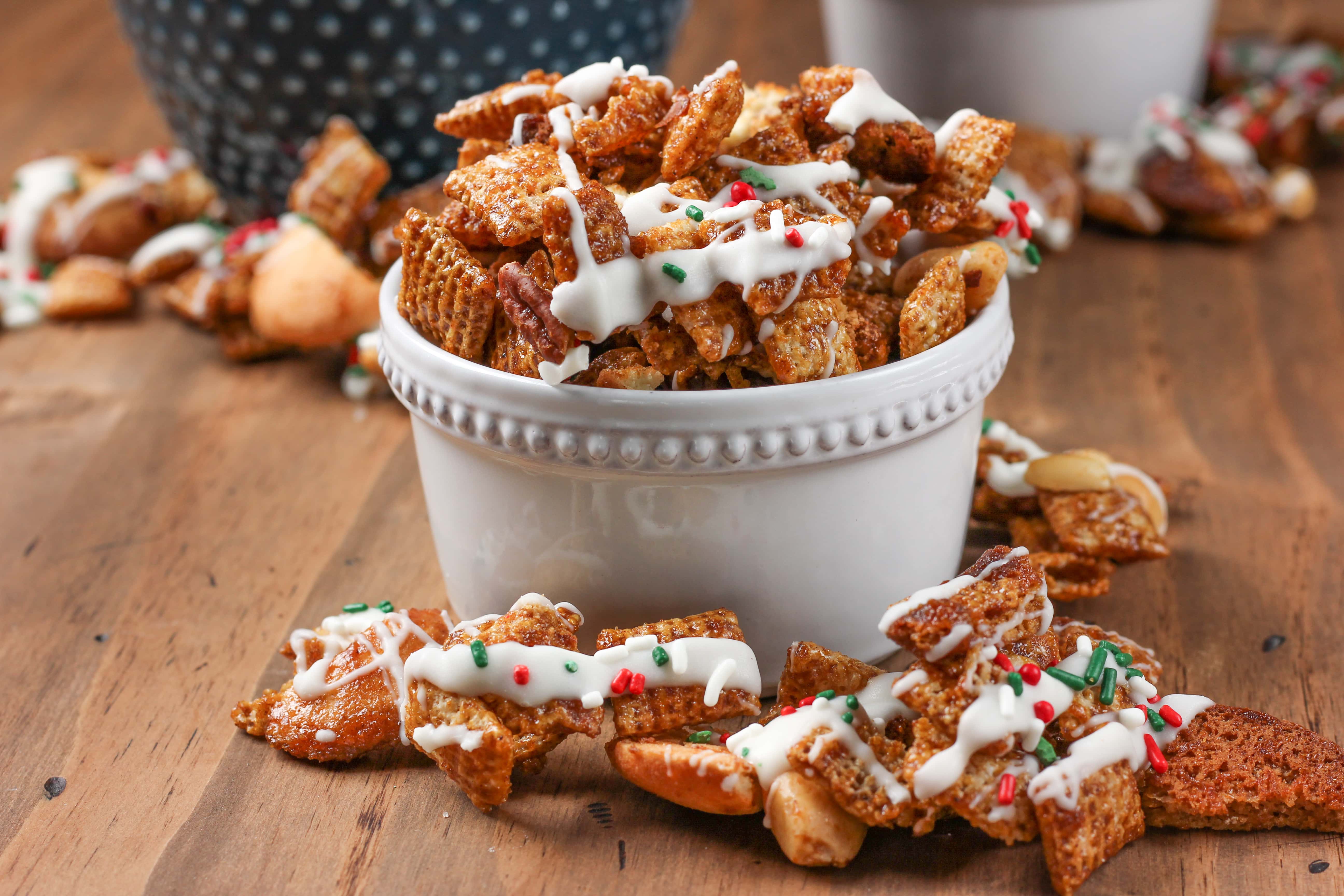 Easy White Chocolate Gingerbread Chex Mix Recipe from A Kitchen Addiction