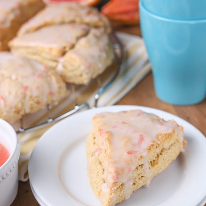 Cardamom Grapefruit Scones with Grapefruit Glaze Recipe from A Kitchen Addiction