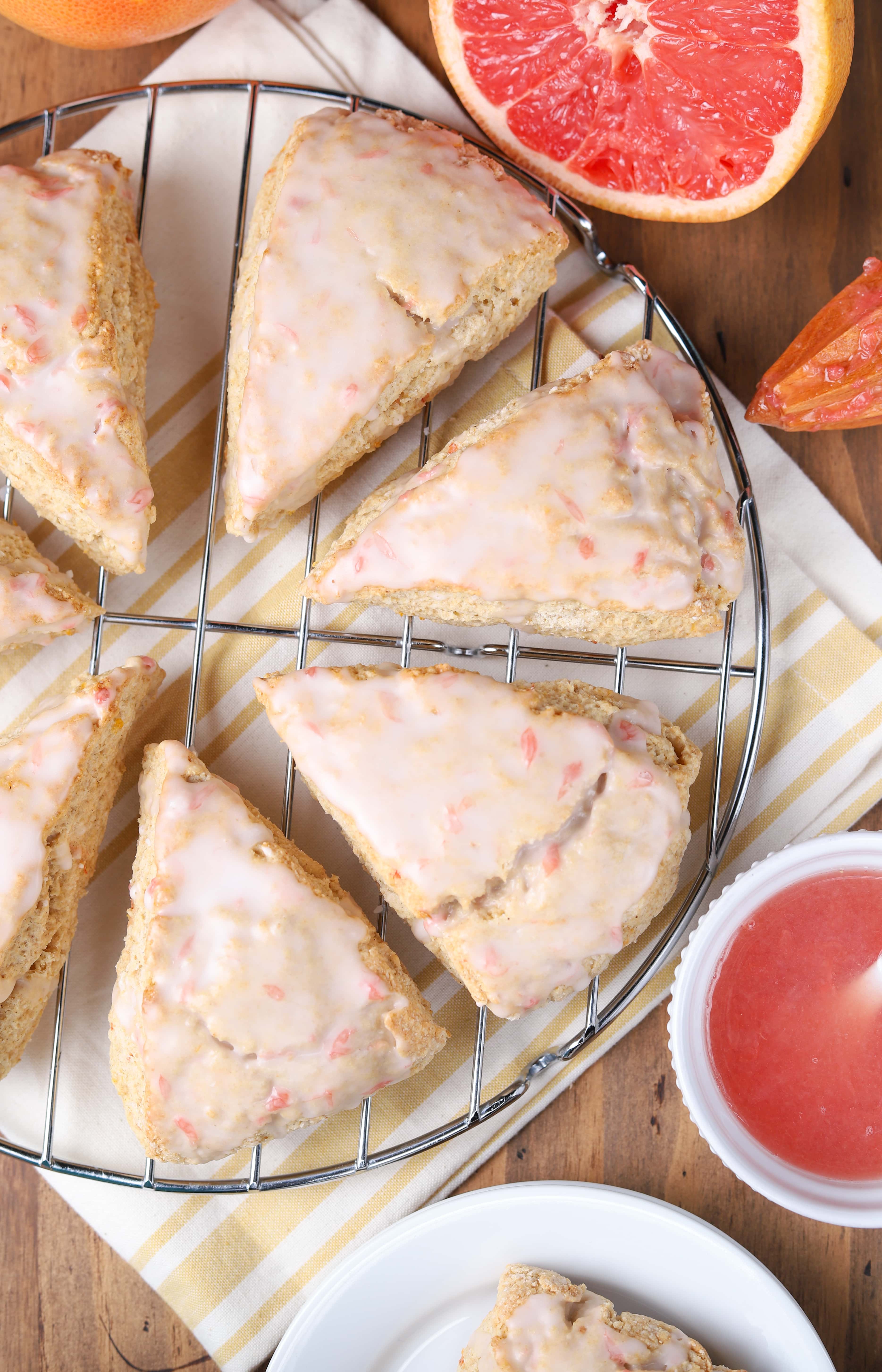 Glazed Cardamom Grapefruit Scones Recipe from A Kitchen Addiction