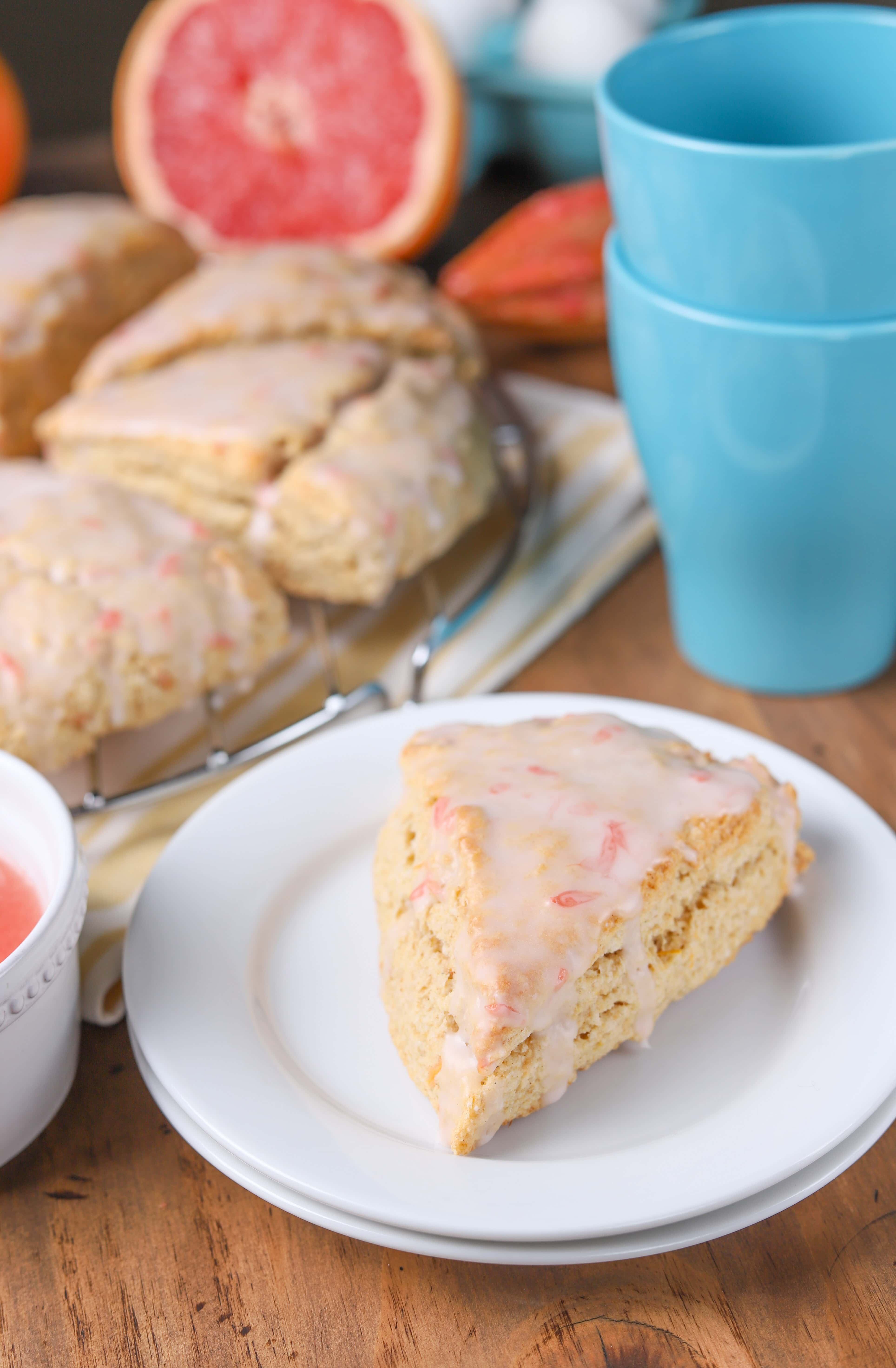 Cardamom Grapefruit Scones with Grapefruit Glaze Recipe from A Kitchen Addiction