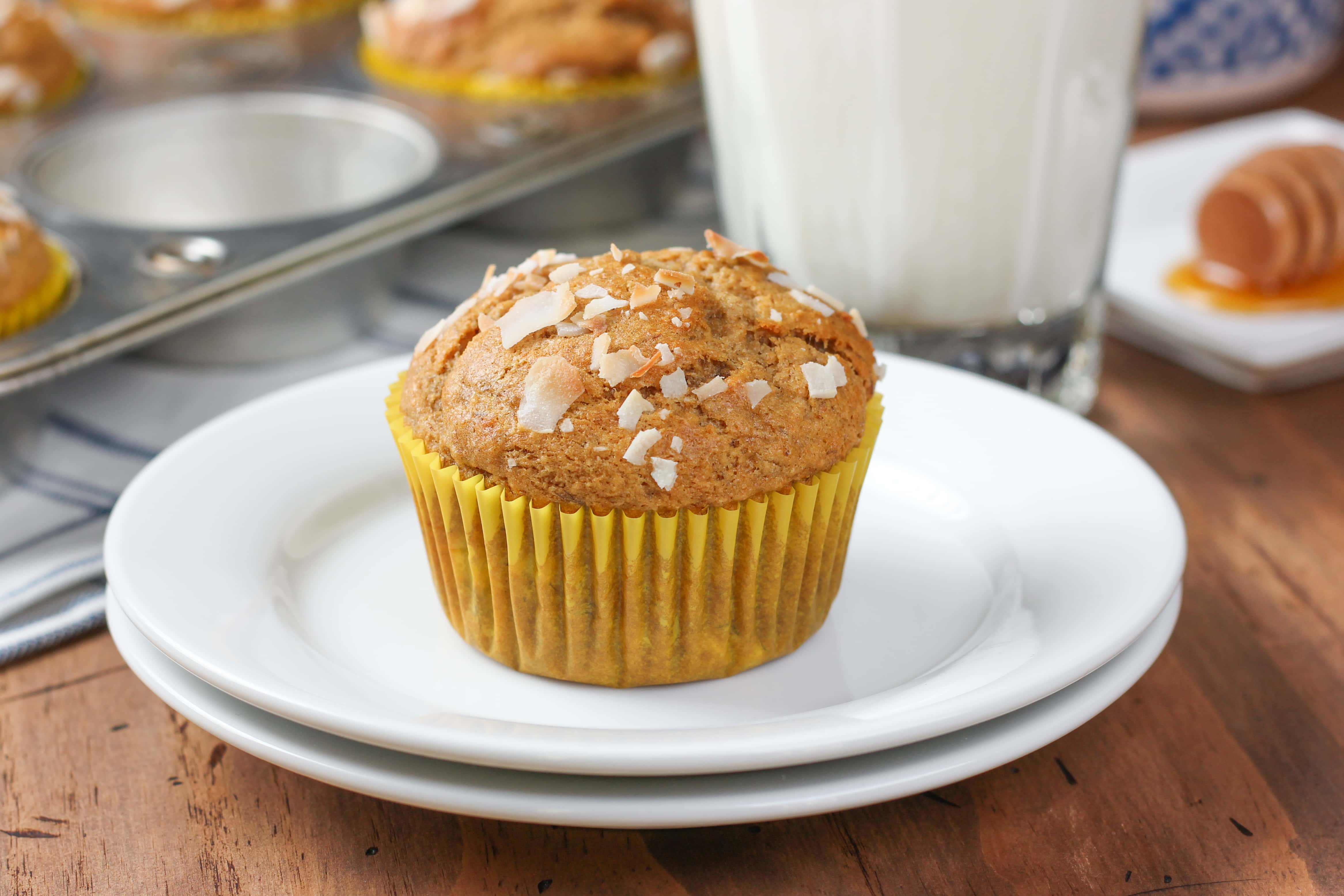 Peanut Butter Banana Protein Muffins Recipe from A Kitchen Addiction