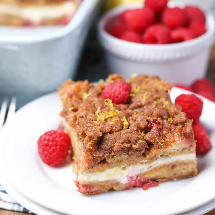 Raspberry Lemon Cream French Toast Bake Recipe with Overnight Option