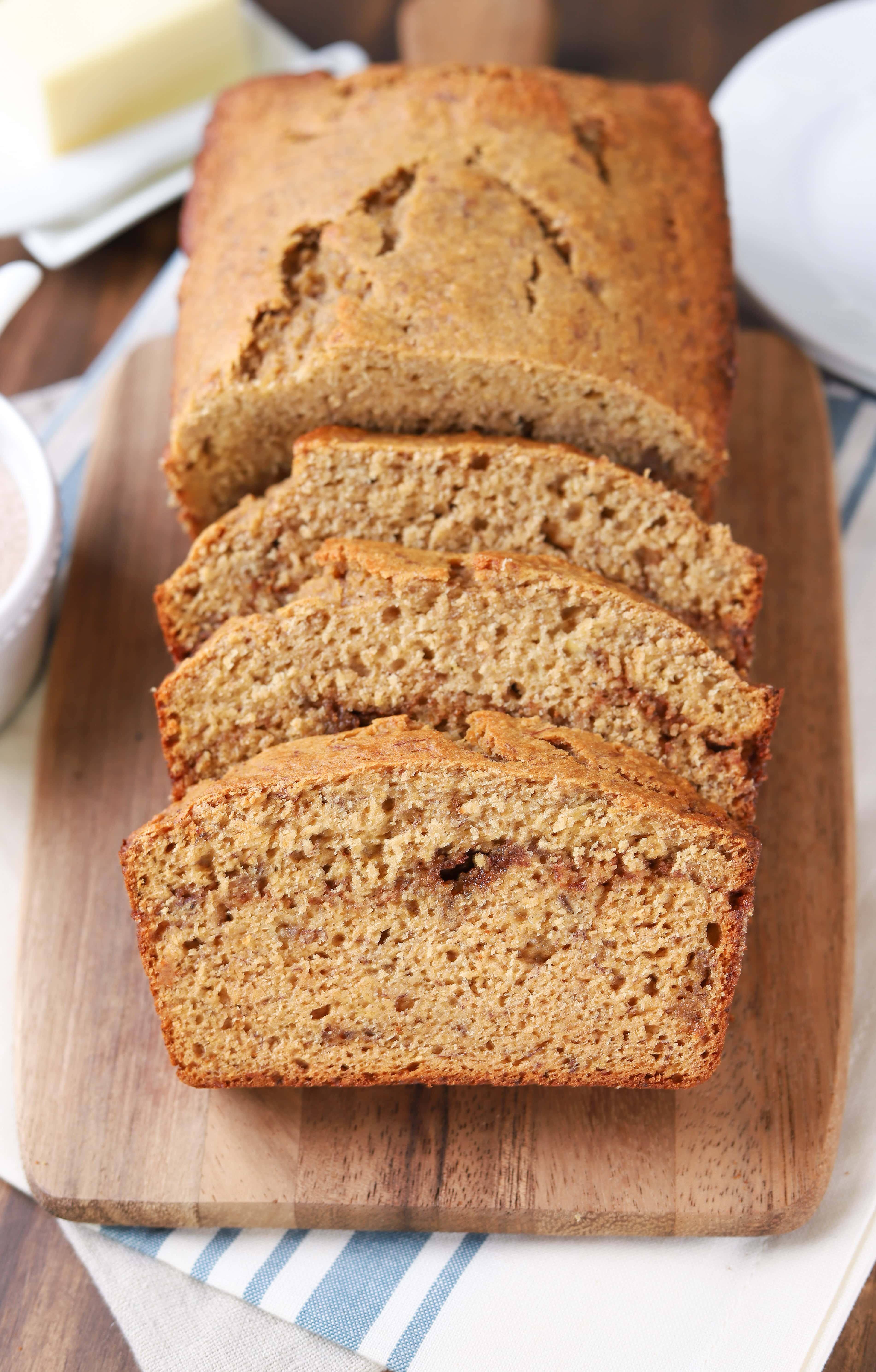 Whole Wheat Cinnamon Swirl Banana Bread Recipe