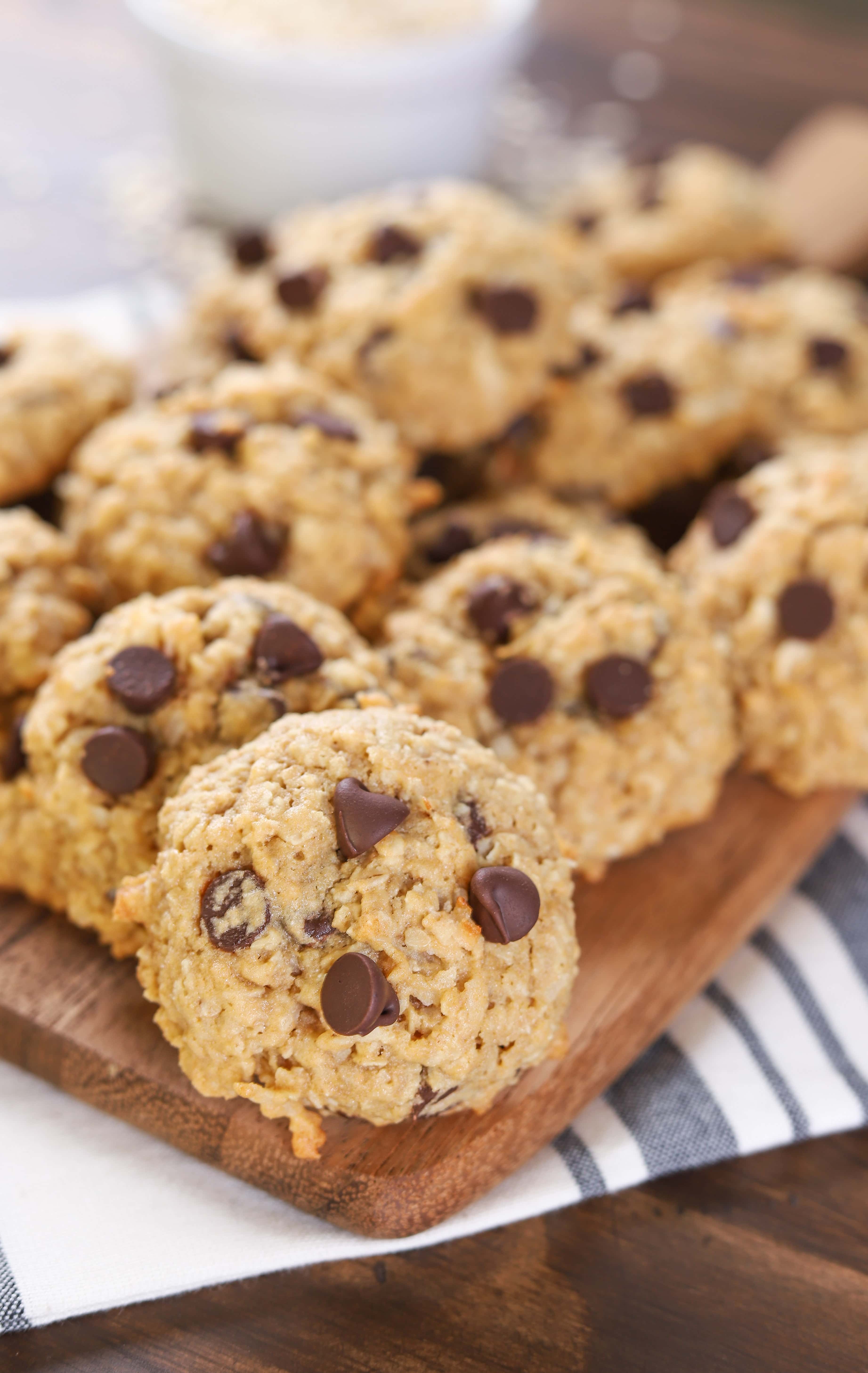 Coconut Chocolate Chip Honey Oatmeal Cookies