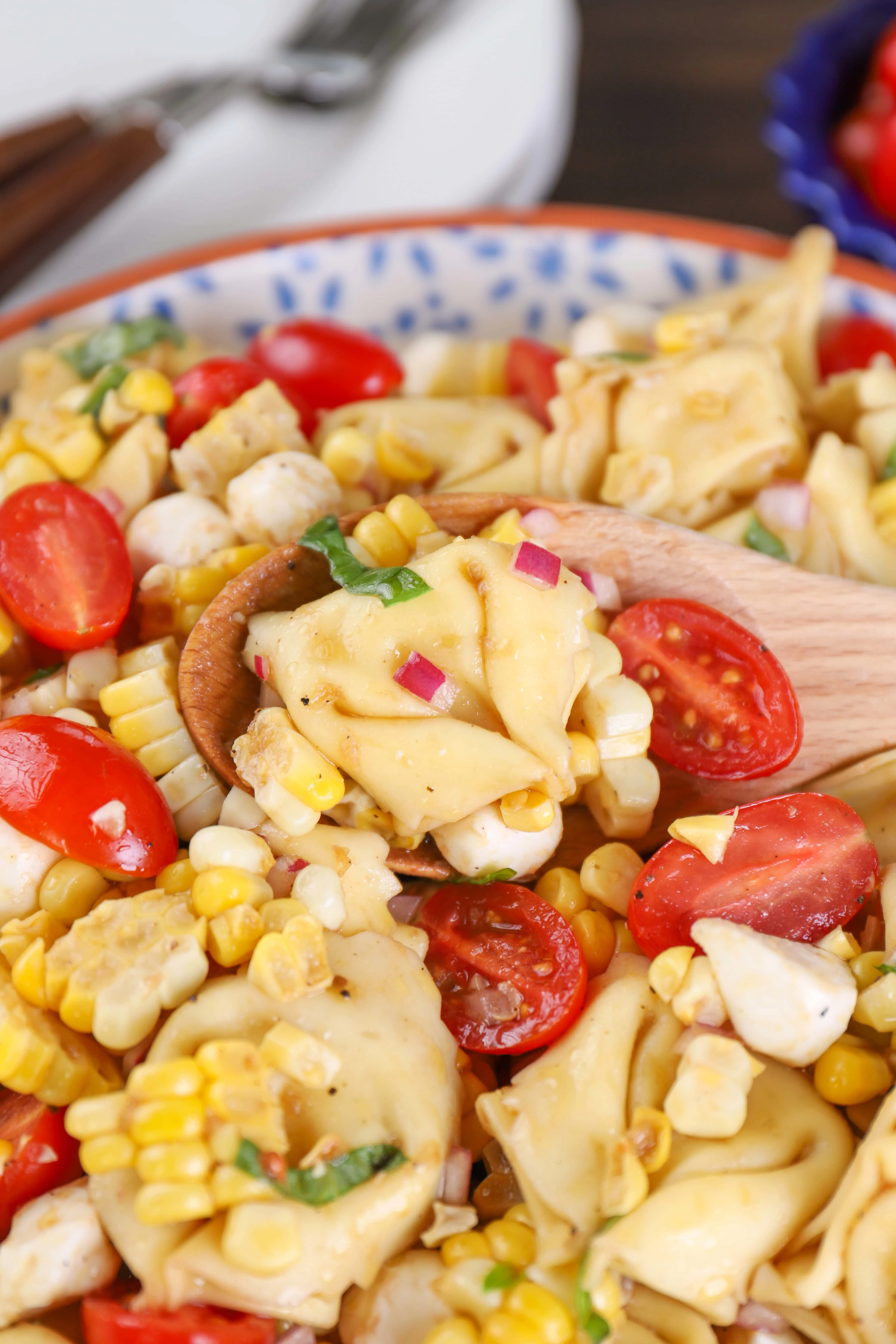 Easy Corn Caprese Tortellini Salad Recipe