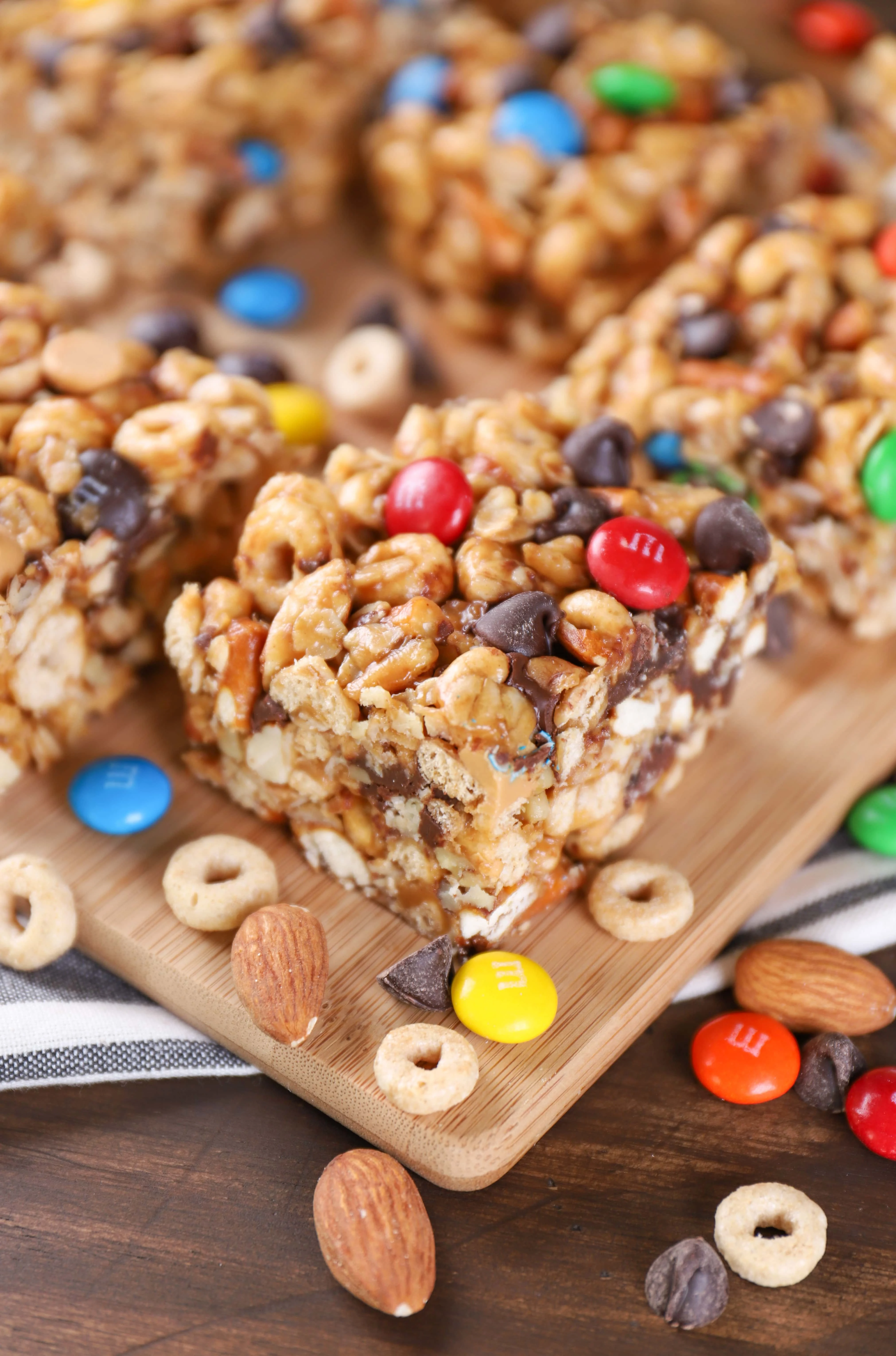 Trail Mix Cereal Bars Recipe from A Kitchen Addiction