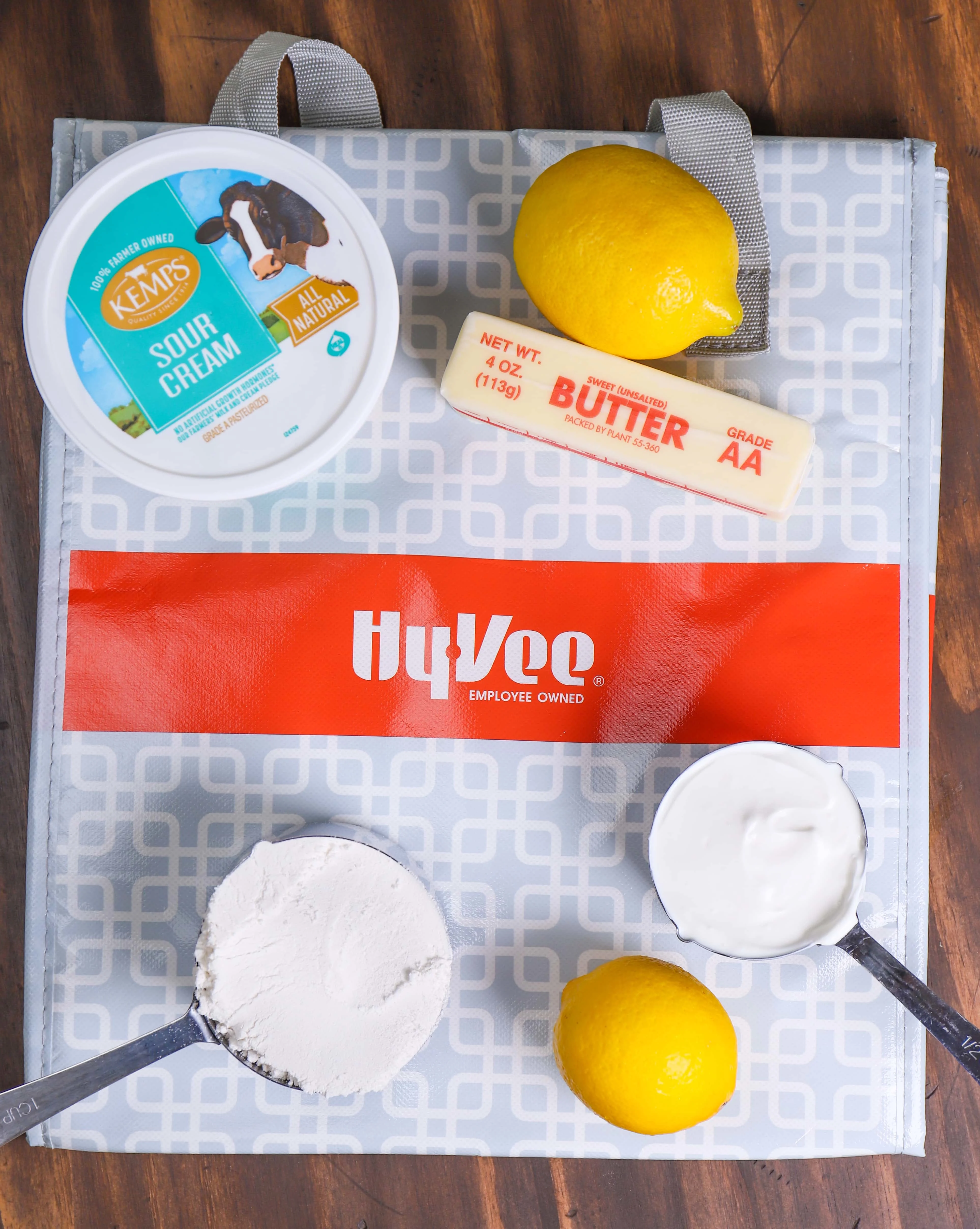 Cookie Bar Ingredients with HyVee Shopping Bags