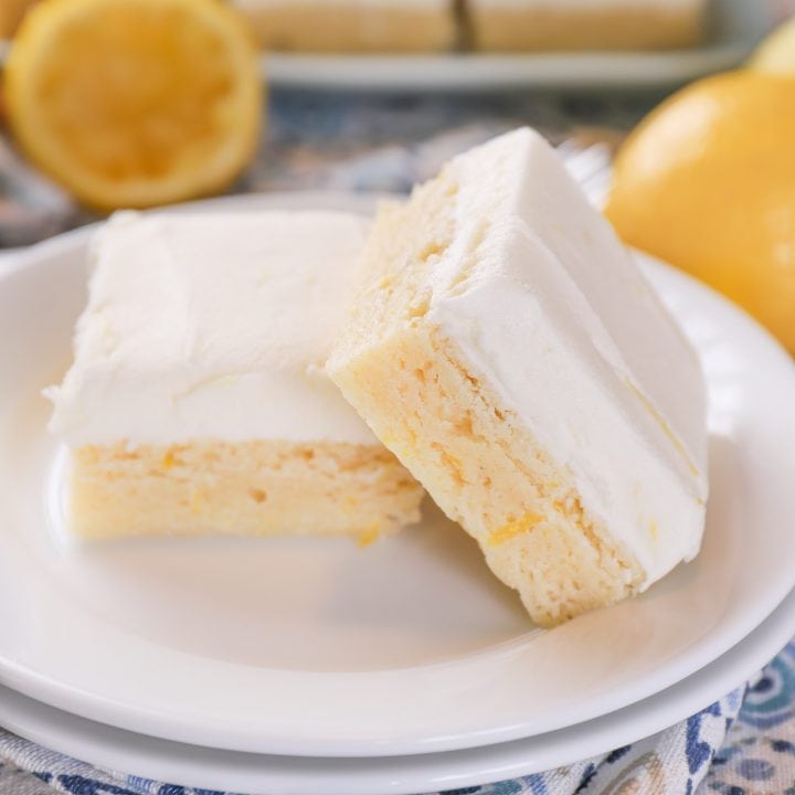 Frosted Lemon Sour Cream Cookie Bars Recipe from A Kitchen Addiction