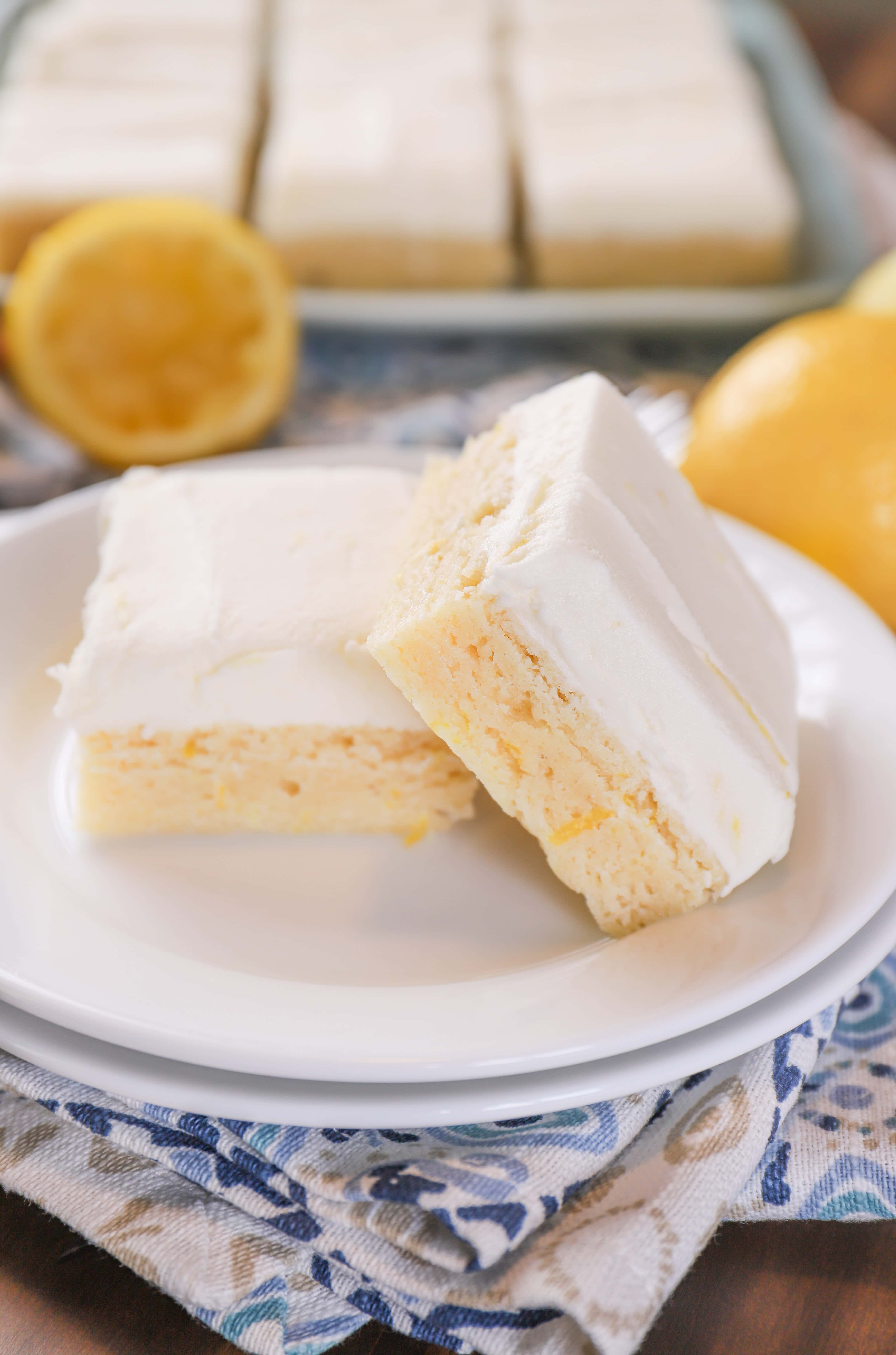 Frosted Lemon Sour Cream Cookie Bars Recipe from A Kitchen Addiction