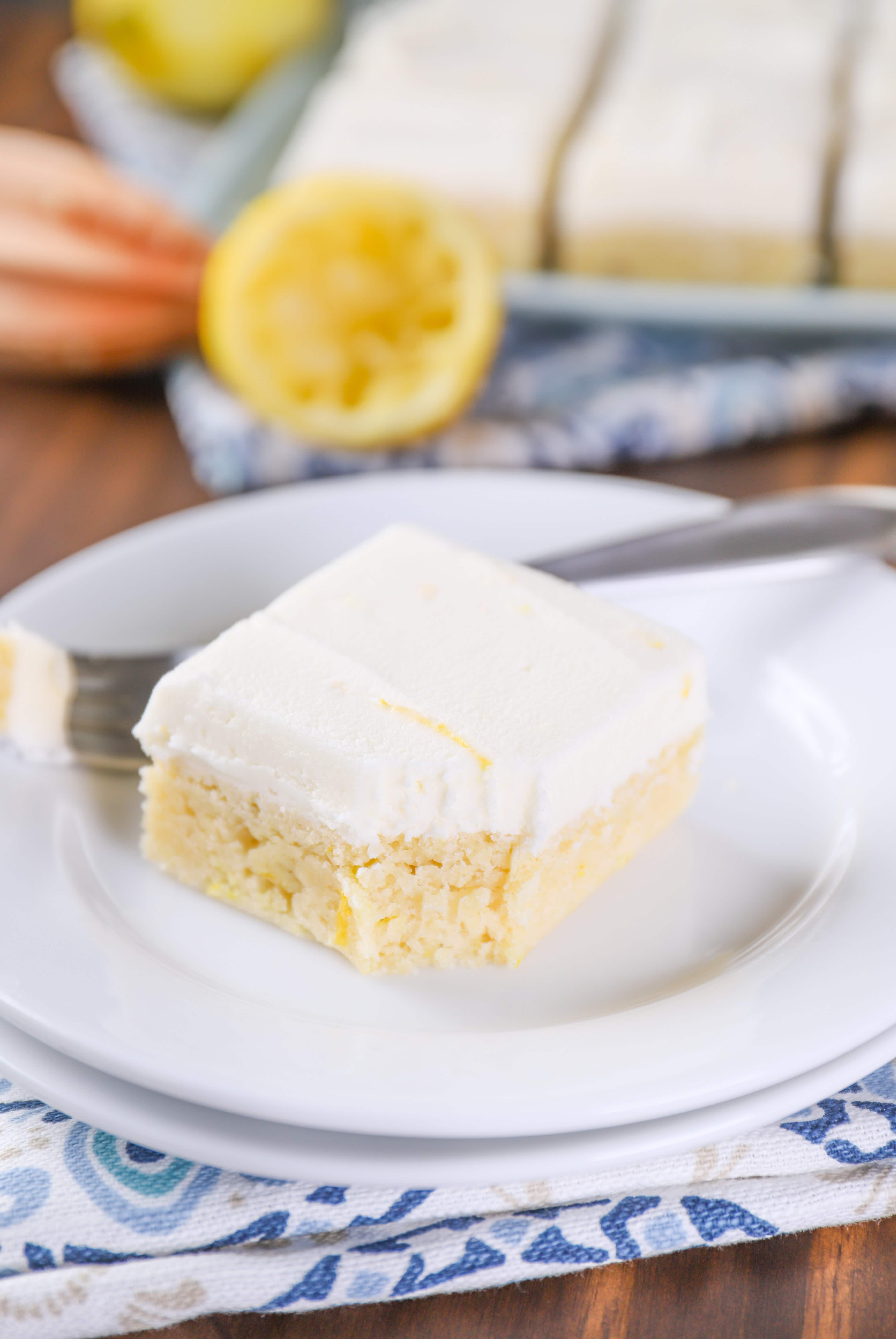 Easy Frosted Lemon Sour Cream Cookie Bars Recipe