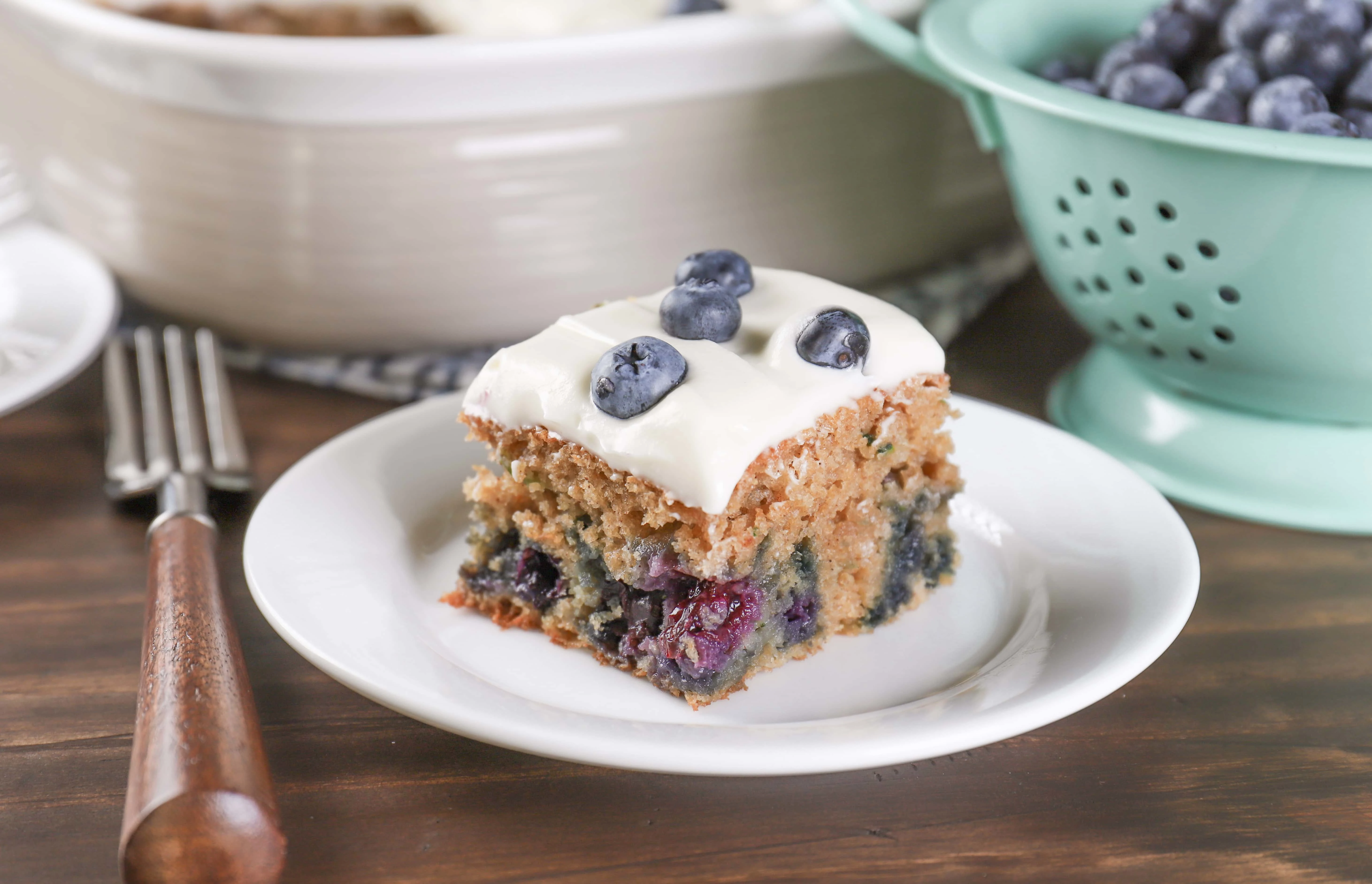 Blueberry Zucchini Snack Cake Recipe from A Kitchen Addiction