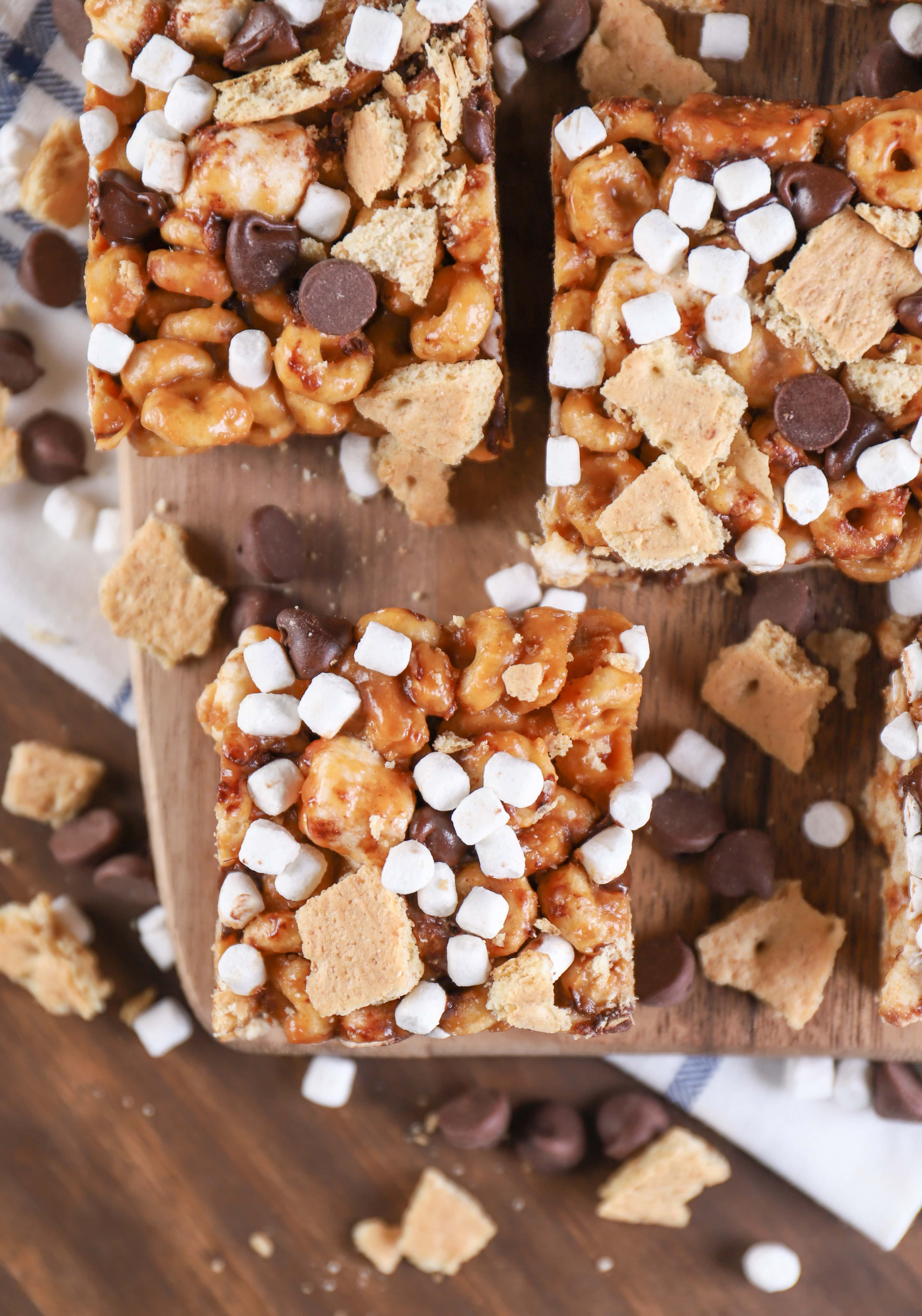 Peanut Butter Smores Cereal Bars Recipe from A Kitchen Addiction