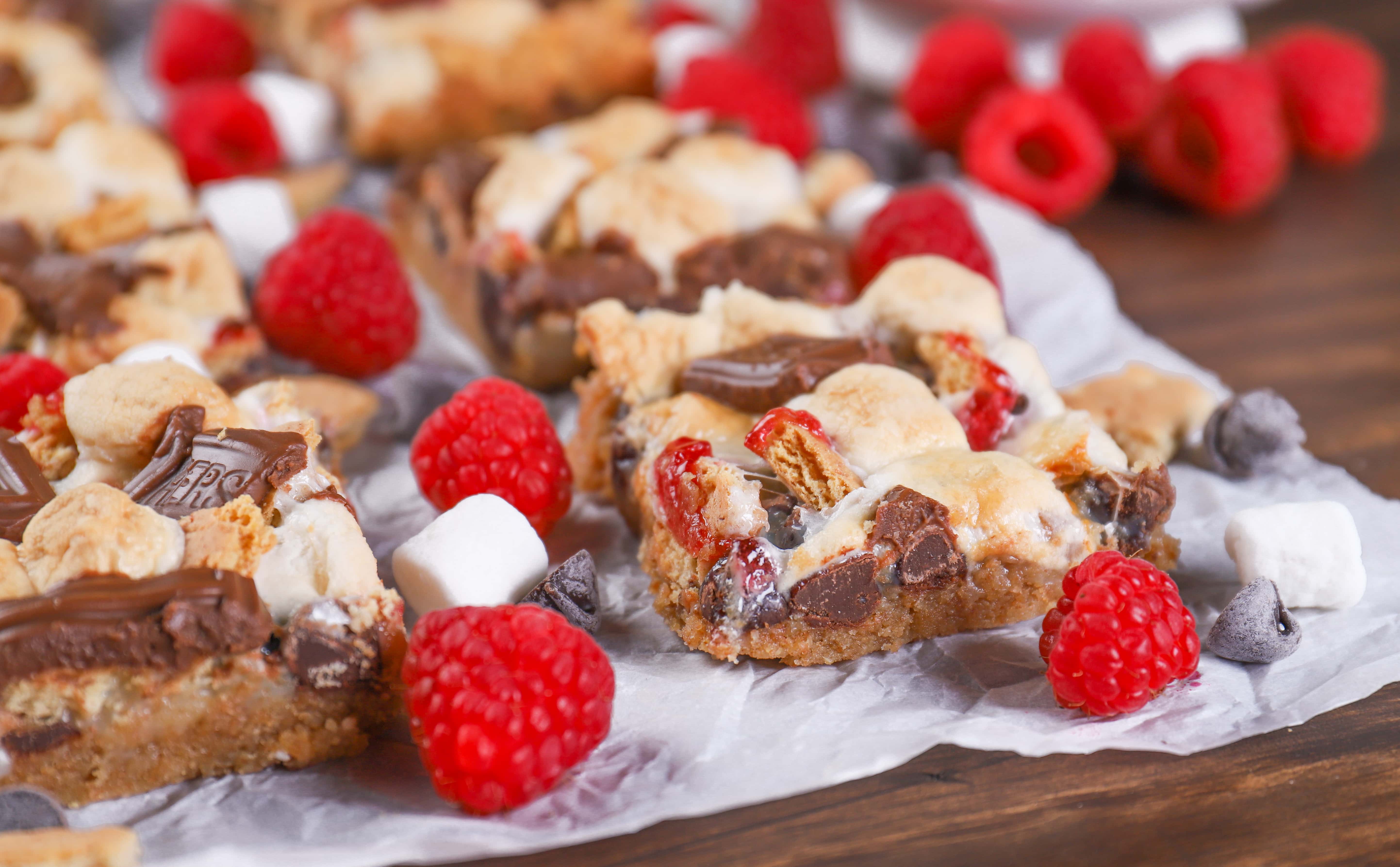 Raspberry Smores Seven Layer Bars (Magic Bars) Recipe